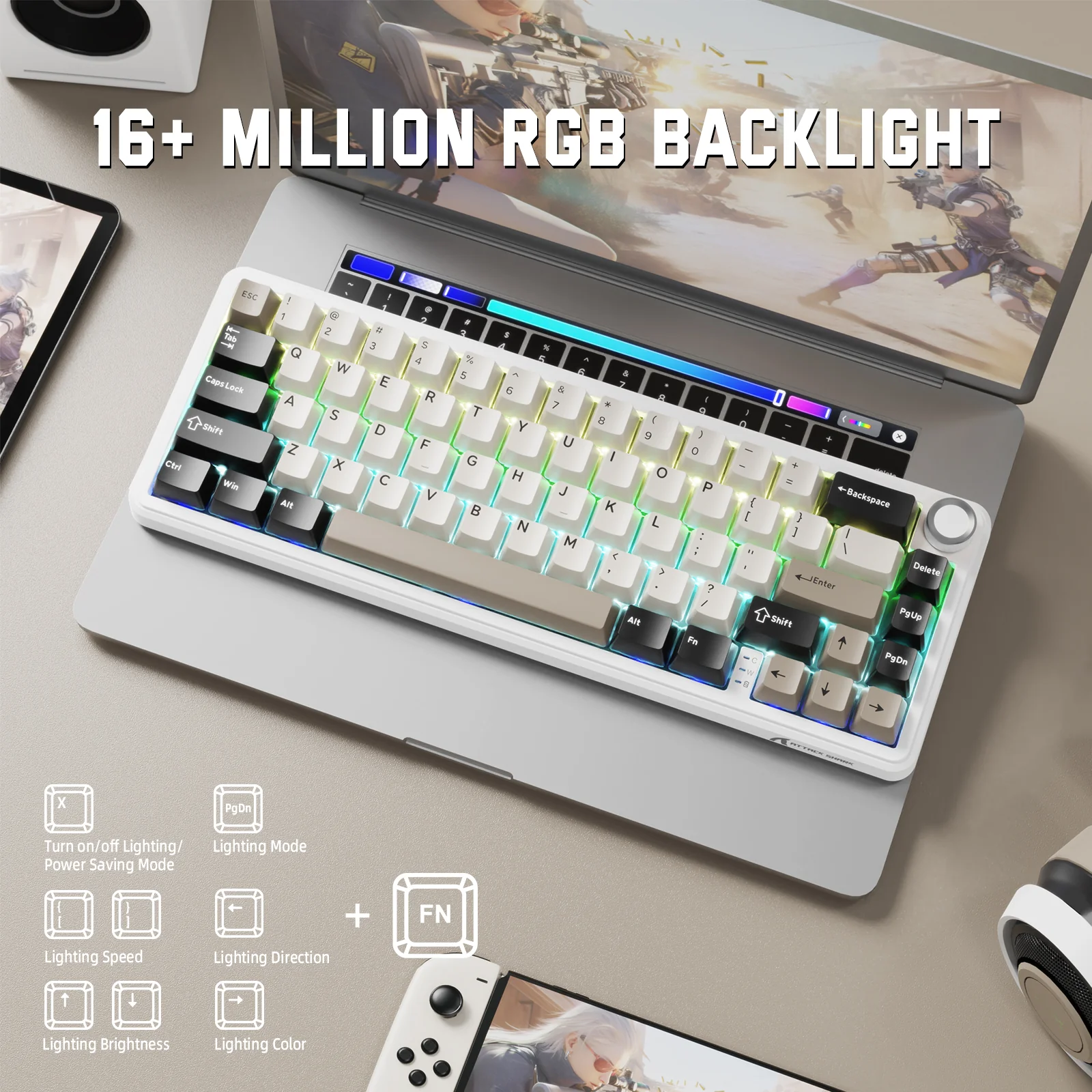 ATTACK SHARK X66 Wireless Mechanical Keyboard with Side Printed PBT Keycaps 23 ATTACK SHARK X66 Wireless Mechanical Keyboard with Side Printed PBT Keycaps