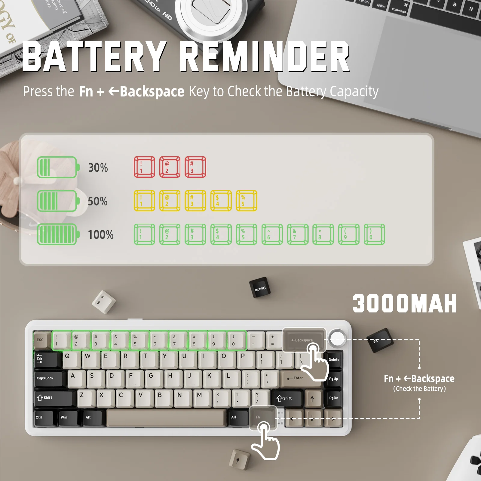 ATTACK SHARK X66 Wireless Mechanical Keyboard with Side Printed PBT Keycaps 24 ATTACK SHARK X66 Wireless Mechanical Keyboard with Side Printed PBT Keycaps