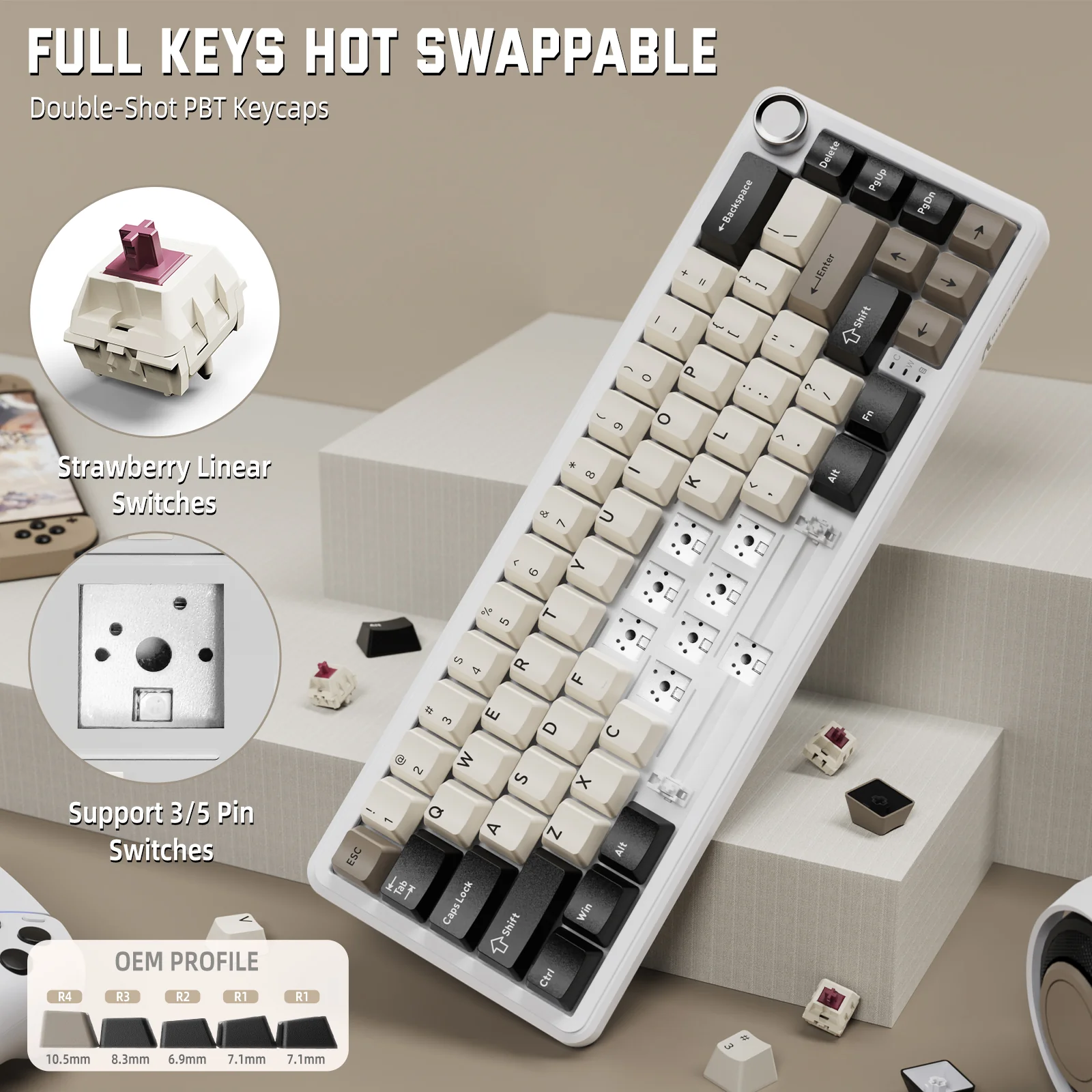ATTACK SHARK X66 Wireless Mechanical Keyboard with Side Printed PBT Keycaps 25 ATTACK SHARK X66 Wireless Mechanical Keyboard with Side Printed PBT Keycaps