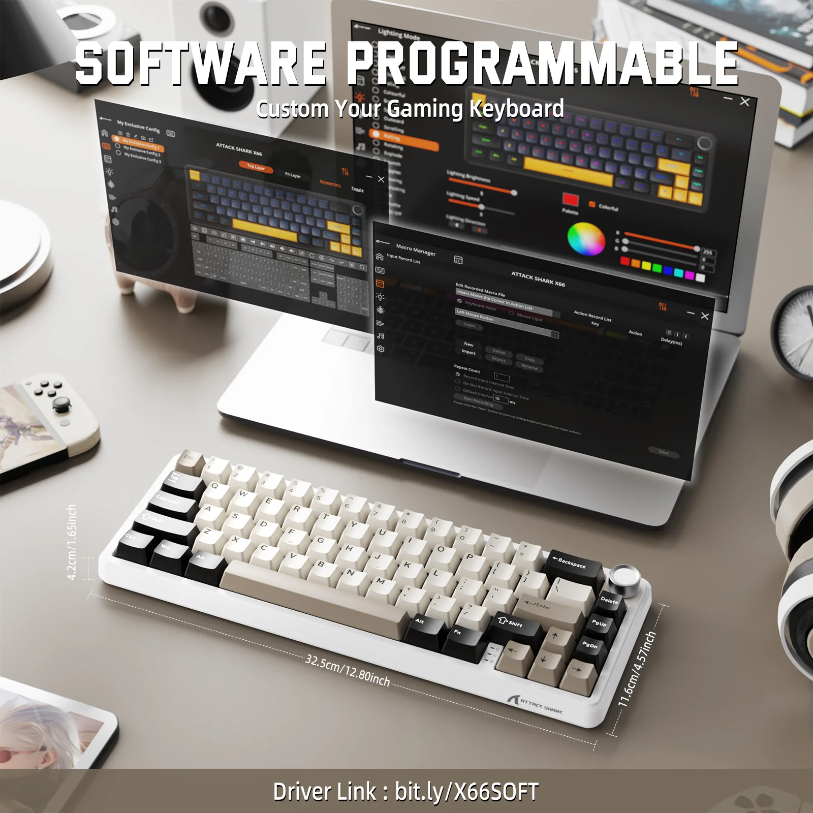 ATTACK SHARK X66 Wireless Mechanical Keyboard with Side Printed PBT Keycaps 27 ATTACK SHARK X66 Wireless Mechanical Keyboard with Side Printed PBT Keycaps