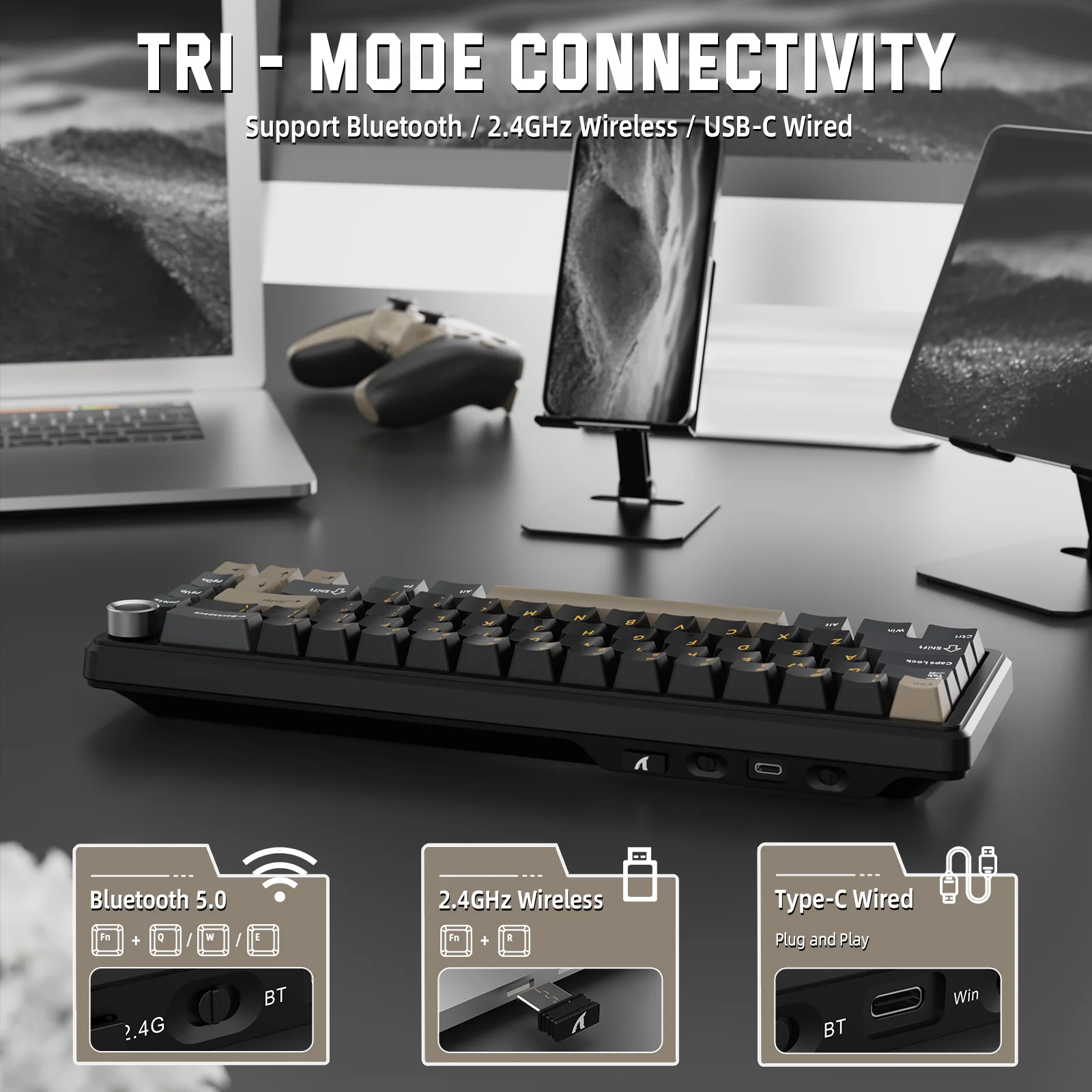 ATTACK SHARK X66 Wireless Mechanical Keyboard with Side Printed PBT Keycaps 30 ATTACK SHARK X66 Wireless Mechanical Keyboard with Side Printed PBT Keycaps