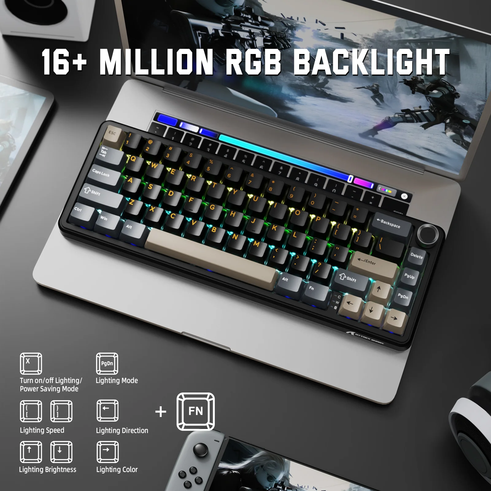 ATTACK SHARK X66 Wireless Mechanical Keyboard with Side Printed PBT Keycaps 32 ATTACK SHARK X66 Wireless Mechanical Keyboard with Side Printed PBT Keycaps