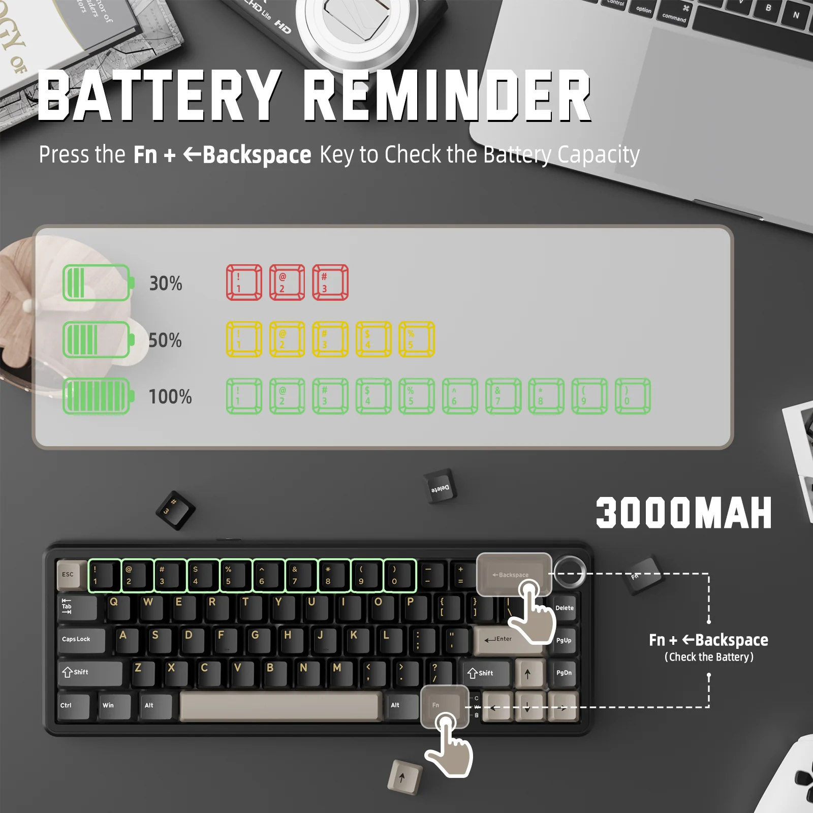 ATTACK SHARK X66 Wireless Mechanical Keyboard with Side Printed PBT Keycaps 33 ATTACK SHARK X66 Wireless Mechanical Keyboard with Side Printed PBT Keycaps