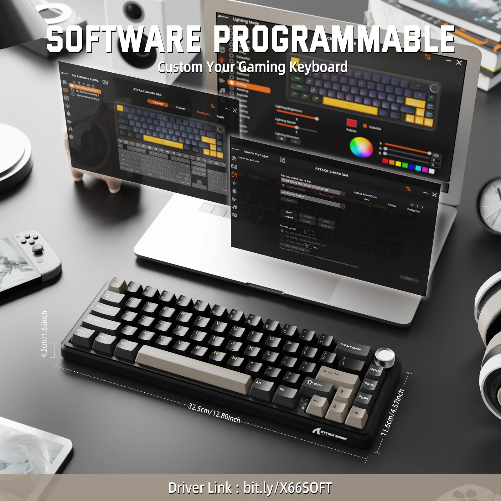 ATTACK SHARK X66 Wireless Mechanical Keyboard with Side Printed PBT Keycaps 36 ATTACK SHARK X66 Wireless Mechanical Keyboard with Side Printed PBT Keycaps