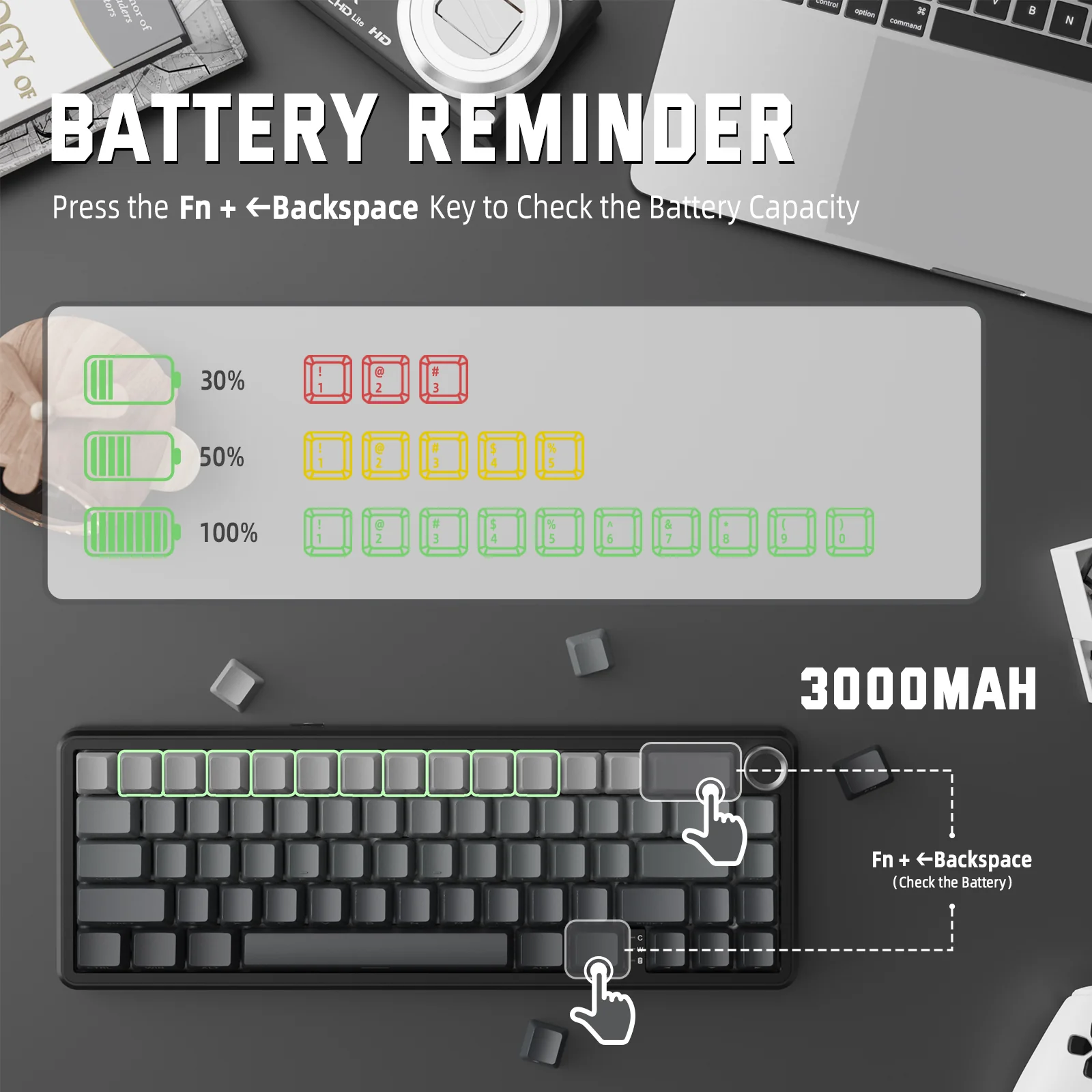 ATTACK SHARK X66 Wireless Mechanical Keyboard with Side Printed PBT Keycaps 6 ATTACK SHARK X66 Wireless Mechanical Keyboard with Side Printed PBT Keycaps
