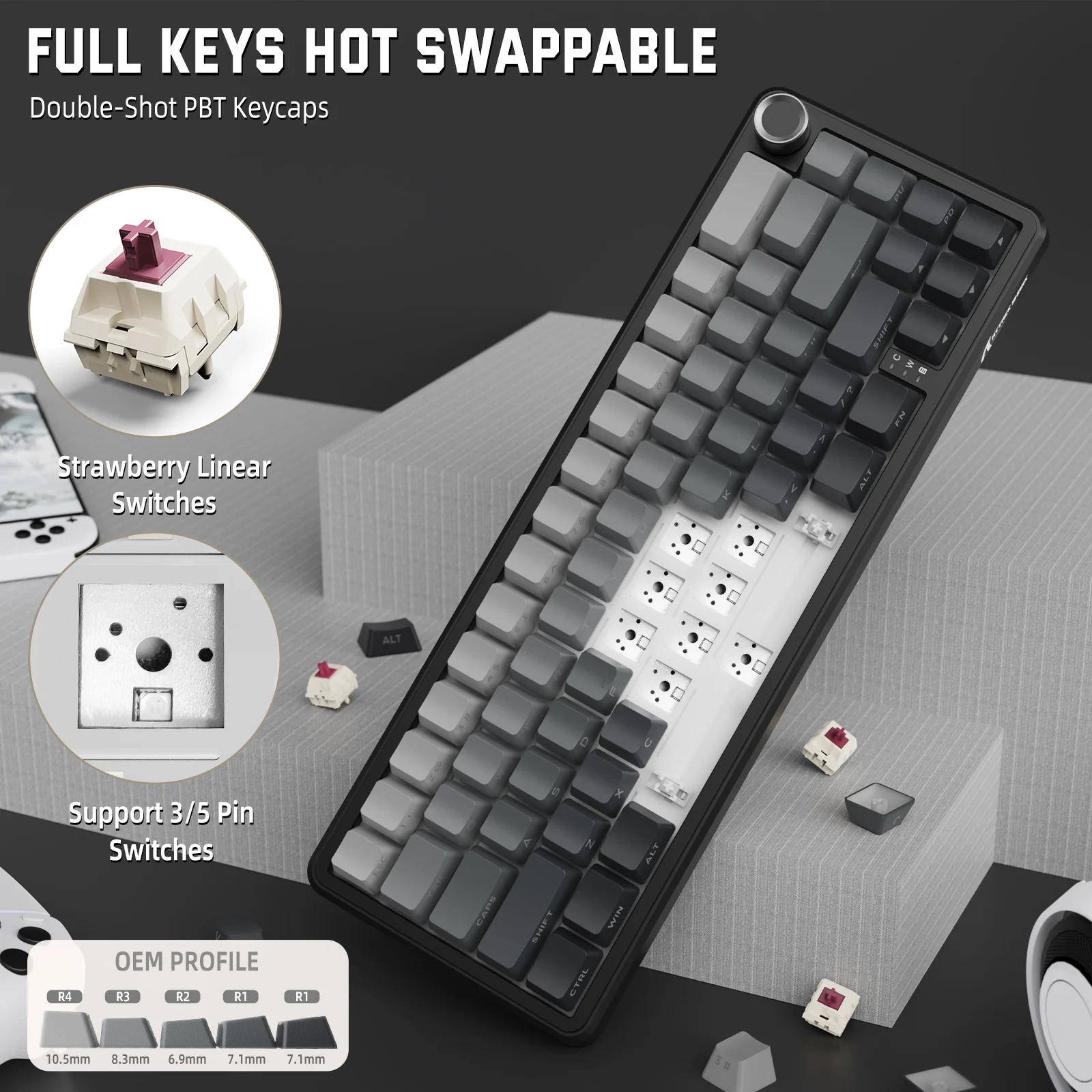 ATTACK SHARK X66 Wireless Mechanical Keyboard with Side Printed PBT Keycaps 7 ATTACK SHARK X66 Wireless Mechanical Keyboard with Side Printed PBT Keycaps
