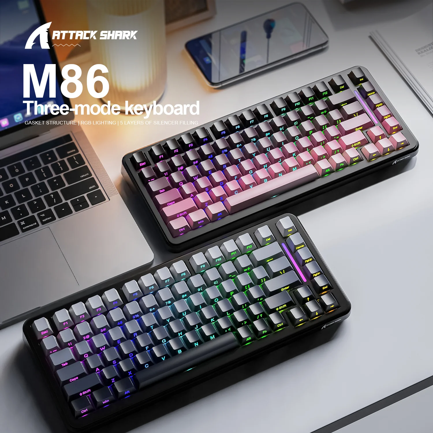 ATTACK SHARK M86 Tri-mode Gasket Mechanical Keyboard 4 ATTACK SHARK M86 Tri-mode Gasket Mechanical Keyboard