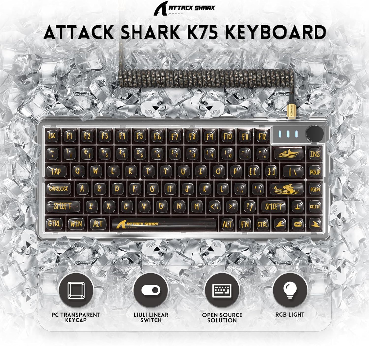 ATTACK SHARK K75 Transparent Mechanical Keyboard 11 ATTACK SHARK K75 Transparent Mechanical Keyboard