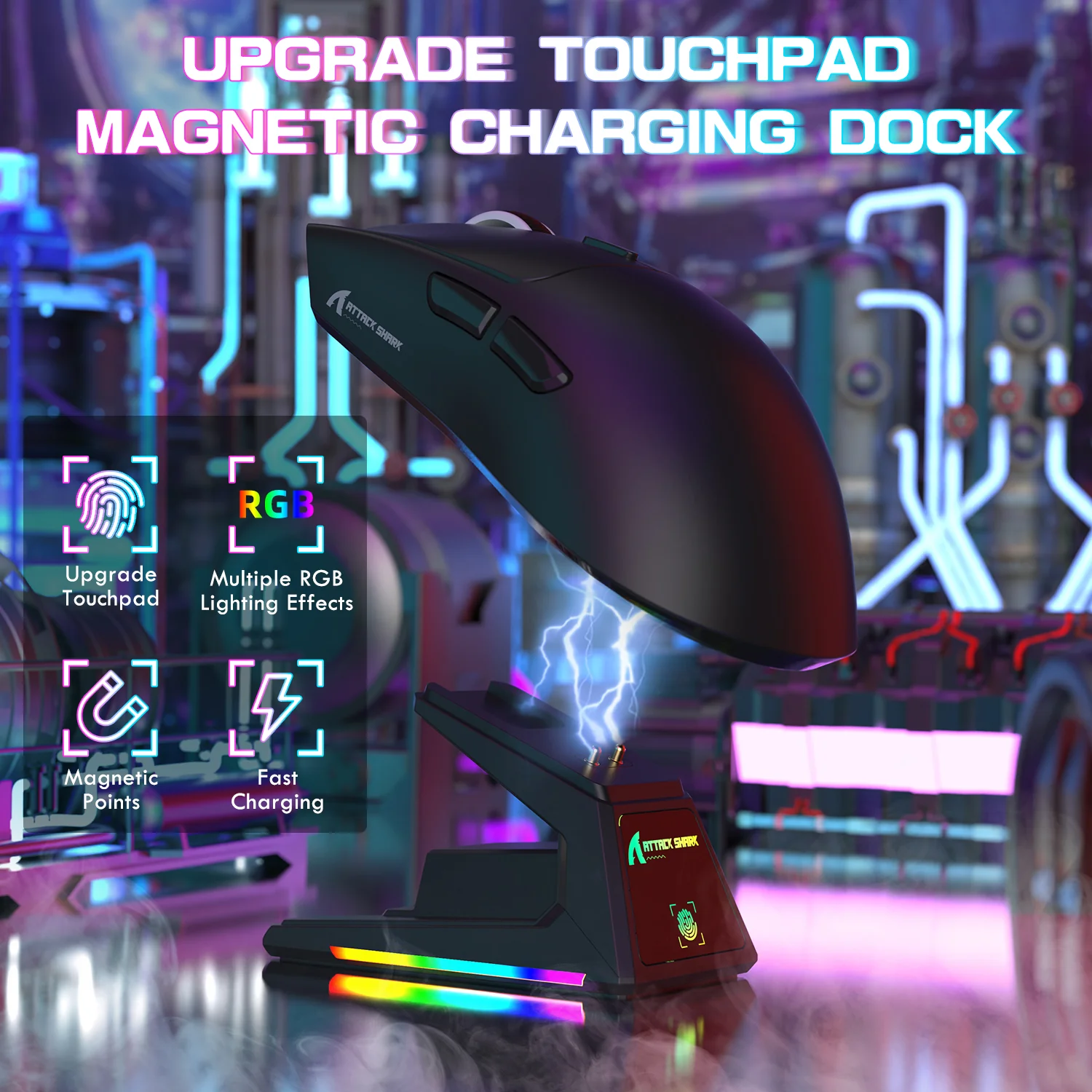 ATTACK SHARK X1 Tri-mode Gaming Mouse With Touchpad RGB Charging Dock PAW3395PRO Sensor 12 ATTACK SHARK X1 Tri-mode Gaming Mouse With Touchpad RGB Charging Dock PAW3395PRO Sensor