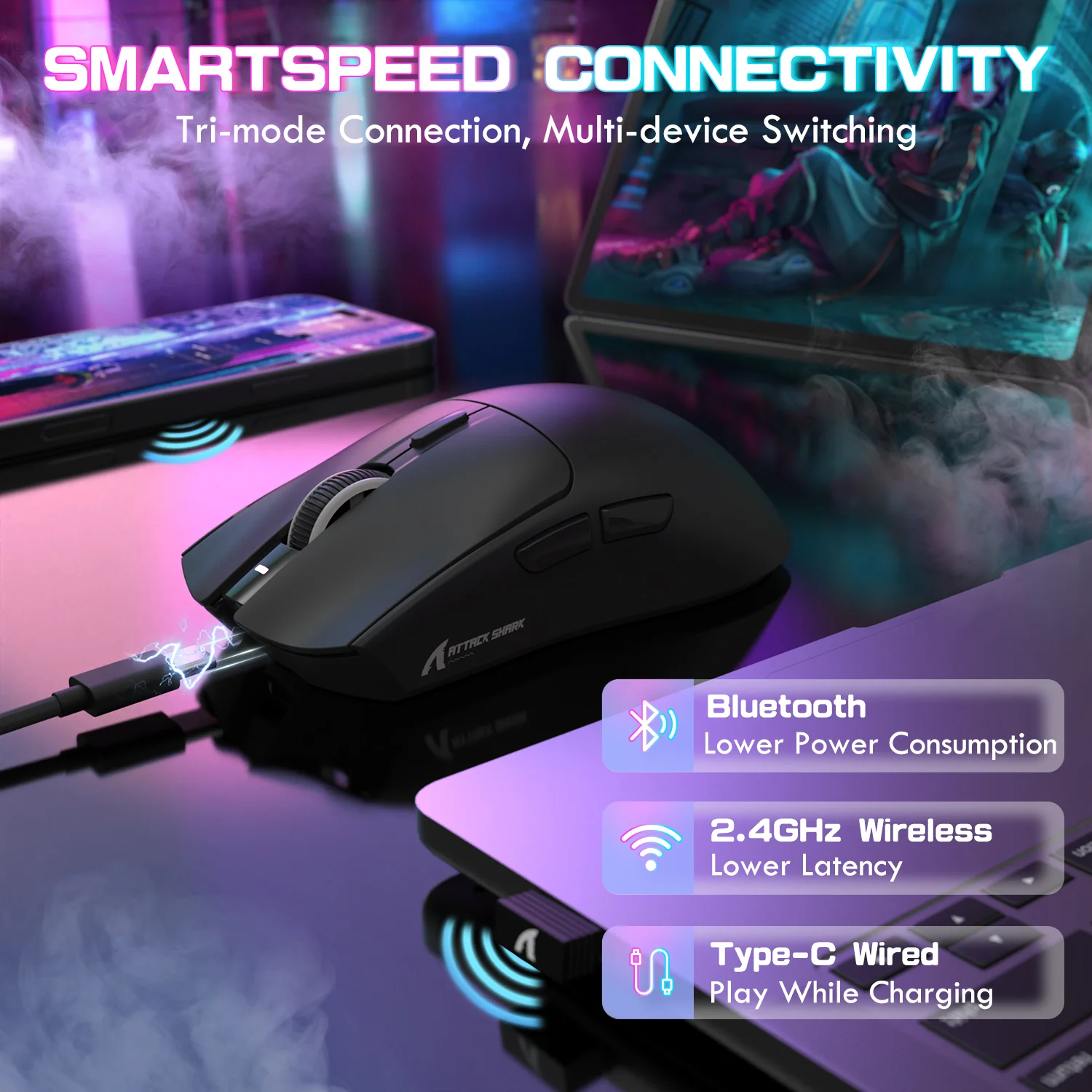 ATTACK SHARK X1 Tri-mode Gaming Mouse With Touchpad RGB Charging Dock PAW3395PRO Sensor 16 ATTACK SHARK X1 Tri-mode Gaming Mouse With Touchpad RGB Charging Dock PAW3395PRO Sensor