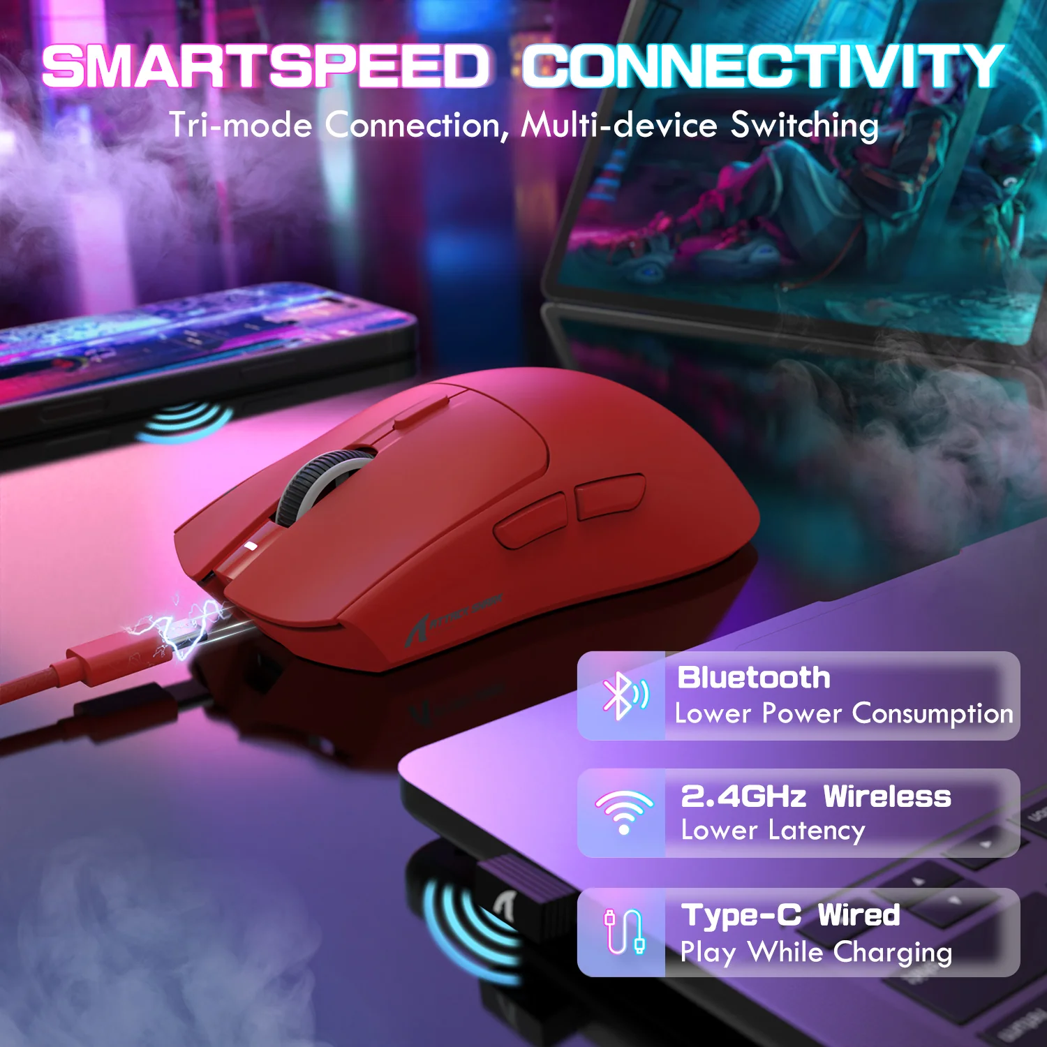 ATTACK SHARK X1 Tri-mode Gaming Mouse With Touchpad RGB Charging Dock PAW3395PRO Sensor 23 ATTACK SHARK X1 Tri-mode Gaming Mouse With Touchpad RGB Charging Dock PAW3395PRO Sensor