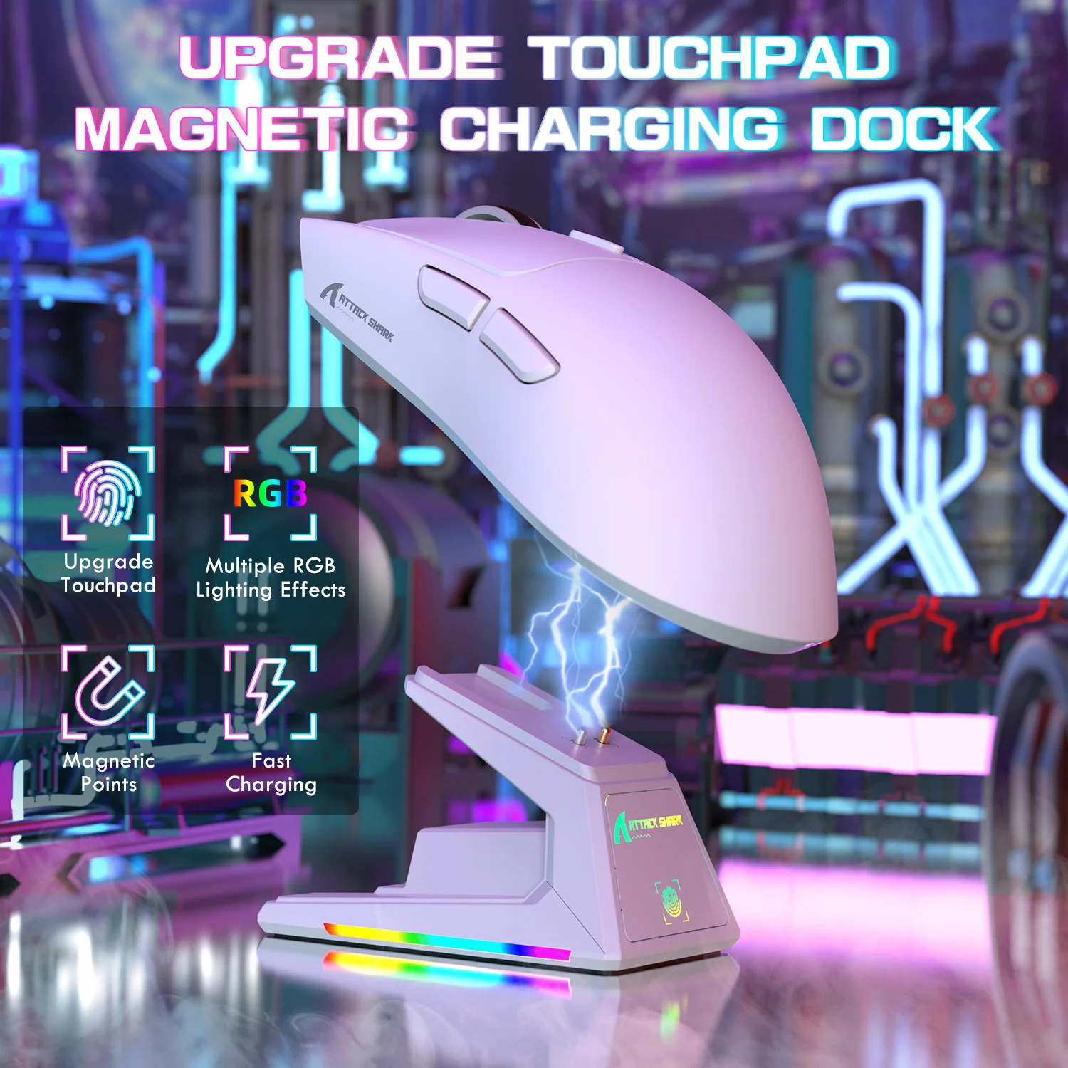 ATTACK SHARK X1 Tri-mode Gaming Mouse With Touchpad RGB Charging Dock PAW3395PRO Sensor 3 ATTACK SHARK X1 Tri-mode Gaming Mouse With Touchpad RGB Charging Dock PAW3395PRO Sensor