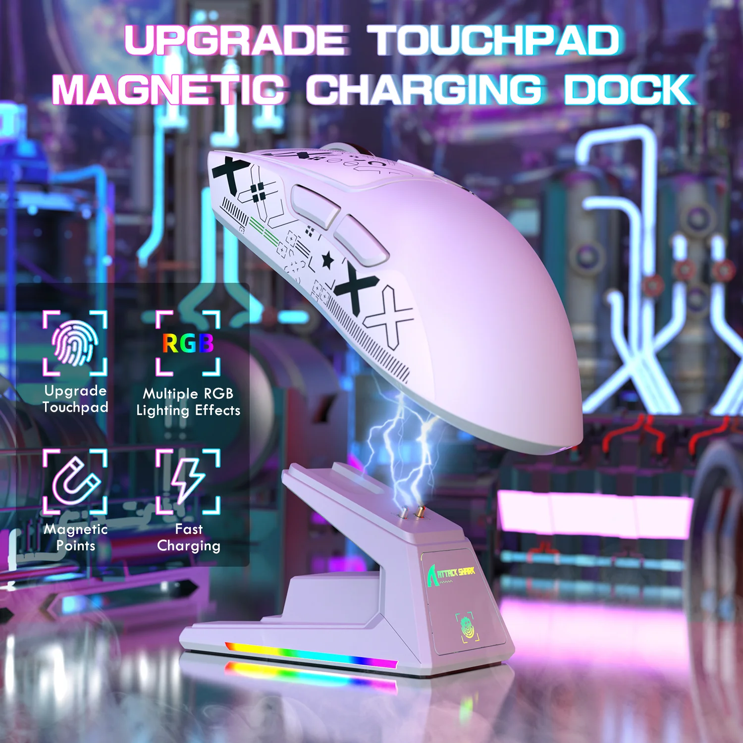 ATTACK SHARK X1 Tri-mode Gaming Mouse With Touchpad RGB Charging Dock PAW3395PRO Sensor 30 ATTACK SHARK X1 Tri-mode Gaming Mouse With Touchpad RGB Charging Dock PAW3395PRO Sensor