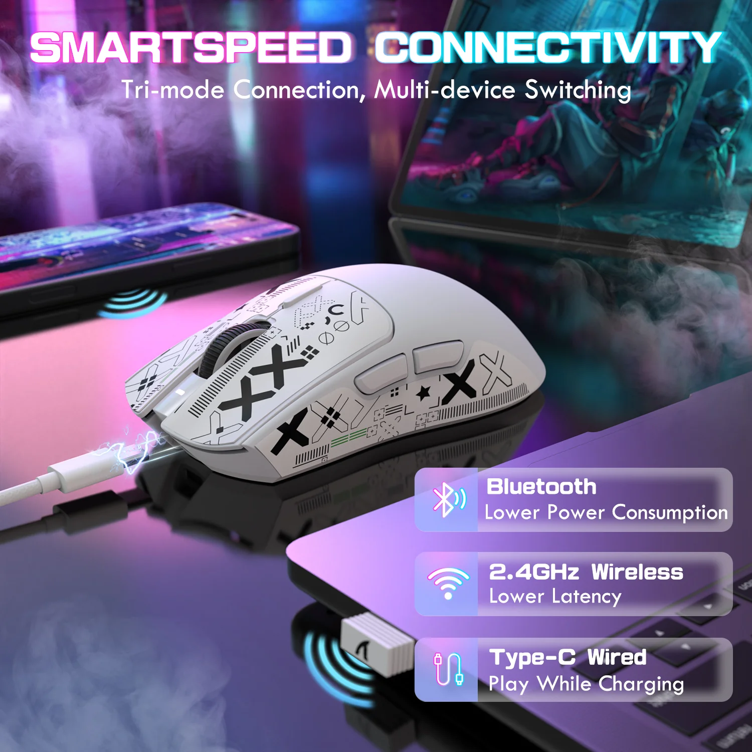 ATTACK SHARK X1 Tri-mode Gaming Mouse With Touchpad RGB Charging Dock PAW3395PRO Sensor 32 ATTACK SHARK X1 Tri-mode Gaming Mouse With Touchpad RGB Charging Dock PAW3395PRO Sensor