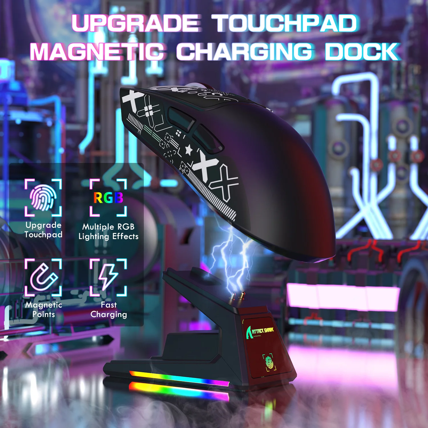 ATTACK SHARK X1 Tri-mode Gaming Mouse With Touchpad RGB Charging Dock PAW3395PRO Sensor 39 ATTACK SHARK X1 Tri-mode Gaming Mouse With Touchpad RGB Charging Dock PAW3395PRO Sensor