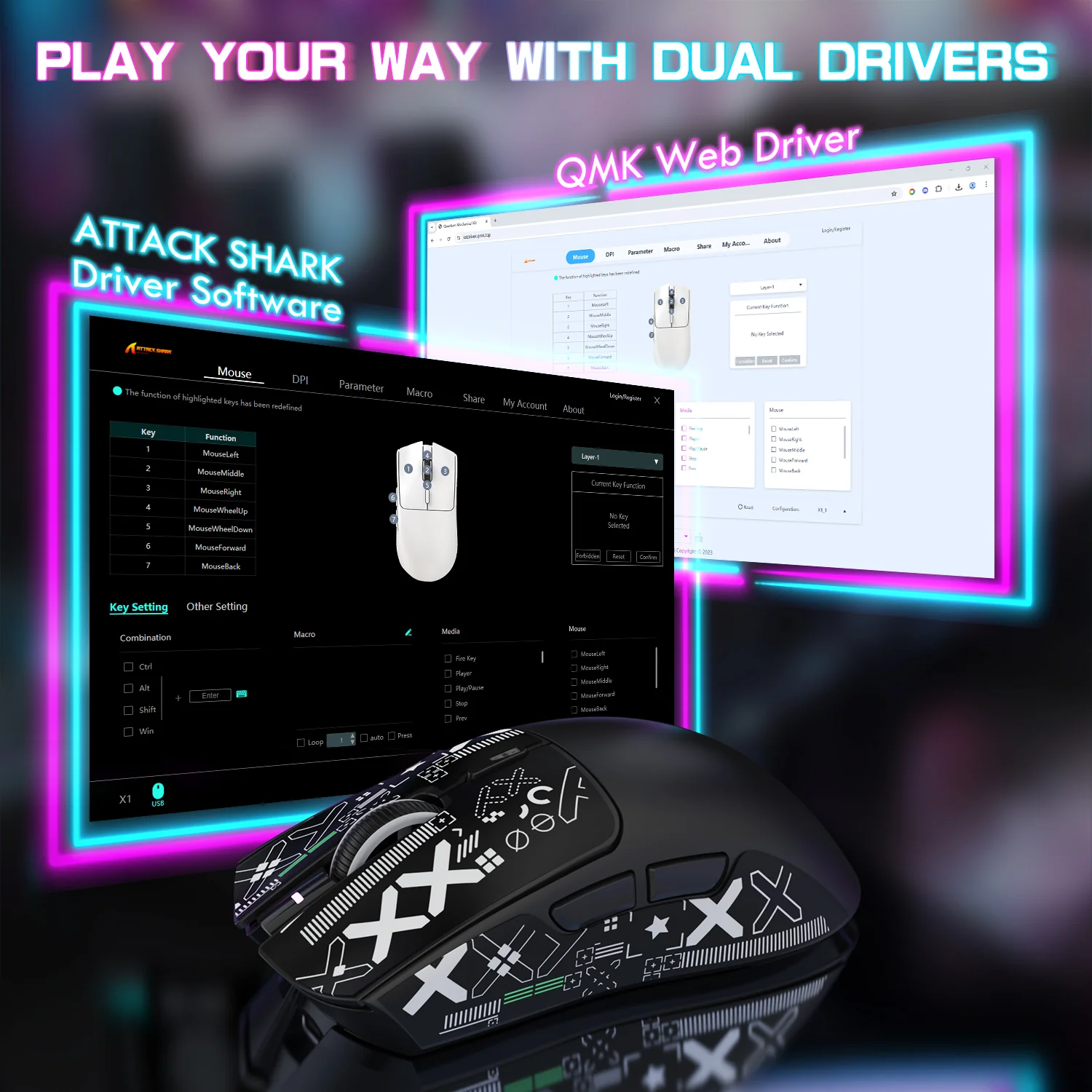 ATTACK SHARK X1 Tri-mode Gaming Mouse With Touchpad RGB Charging Dock PAW3395PRO Sensor 44 ATTACK SHARK X1 Tri-mode Gaming Mouse With Touchpad RGB Charging Dock PAW3395PRO Sensor