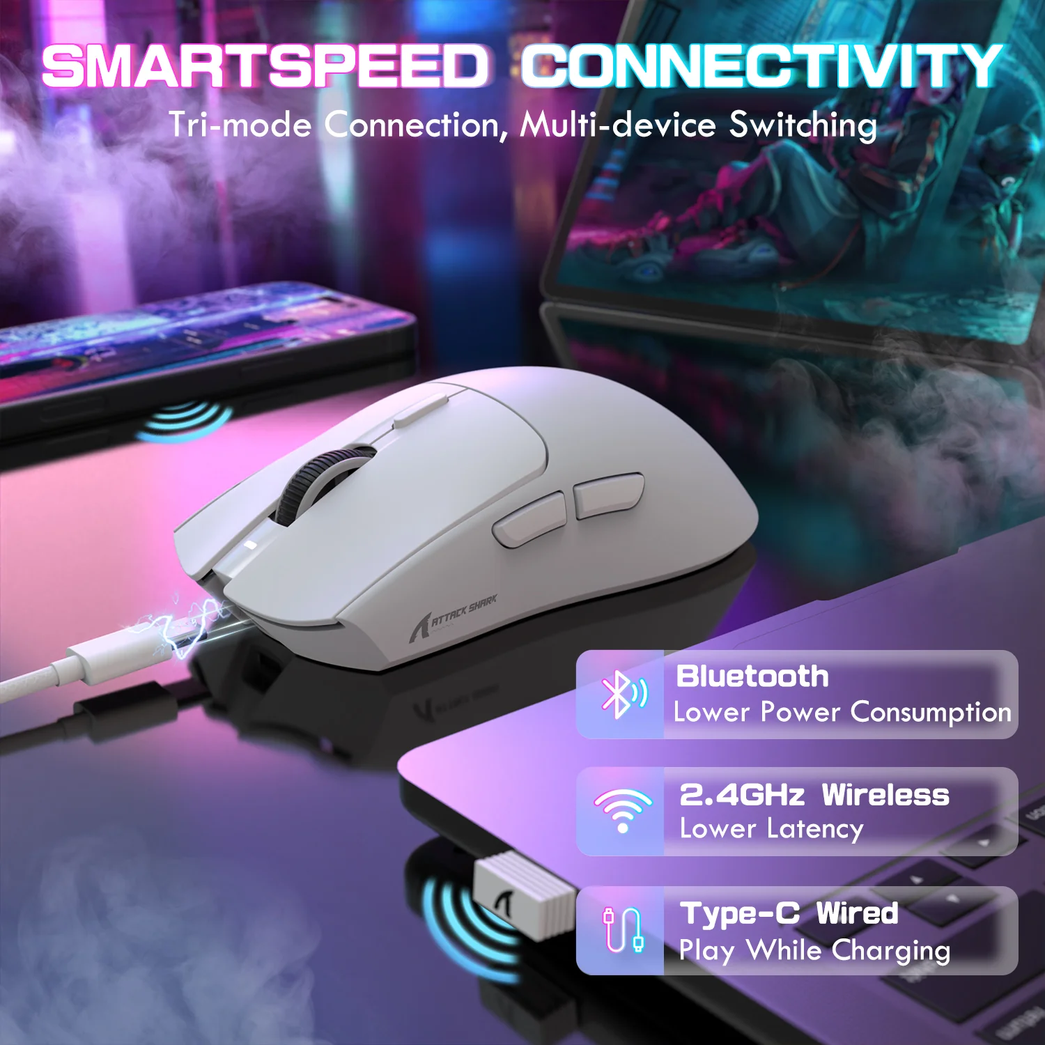ATTACK SHARK X1 Tri-mode Gaming Mouse With Touchpad RGB Charging Dock PAW3395PRO Sensor 5 ATTACK SHARK X1 Tri-mode Gaming Mouse With Touchpad RGB Charging Dock PAW3395PRO Sensor