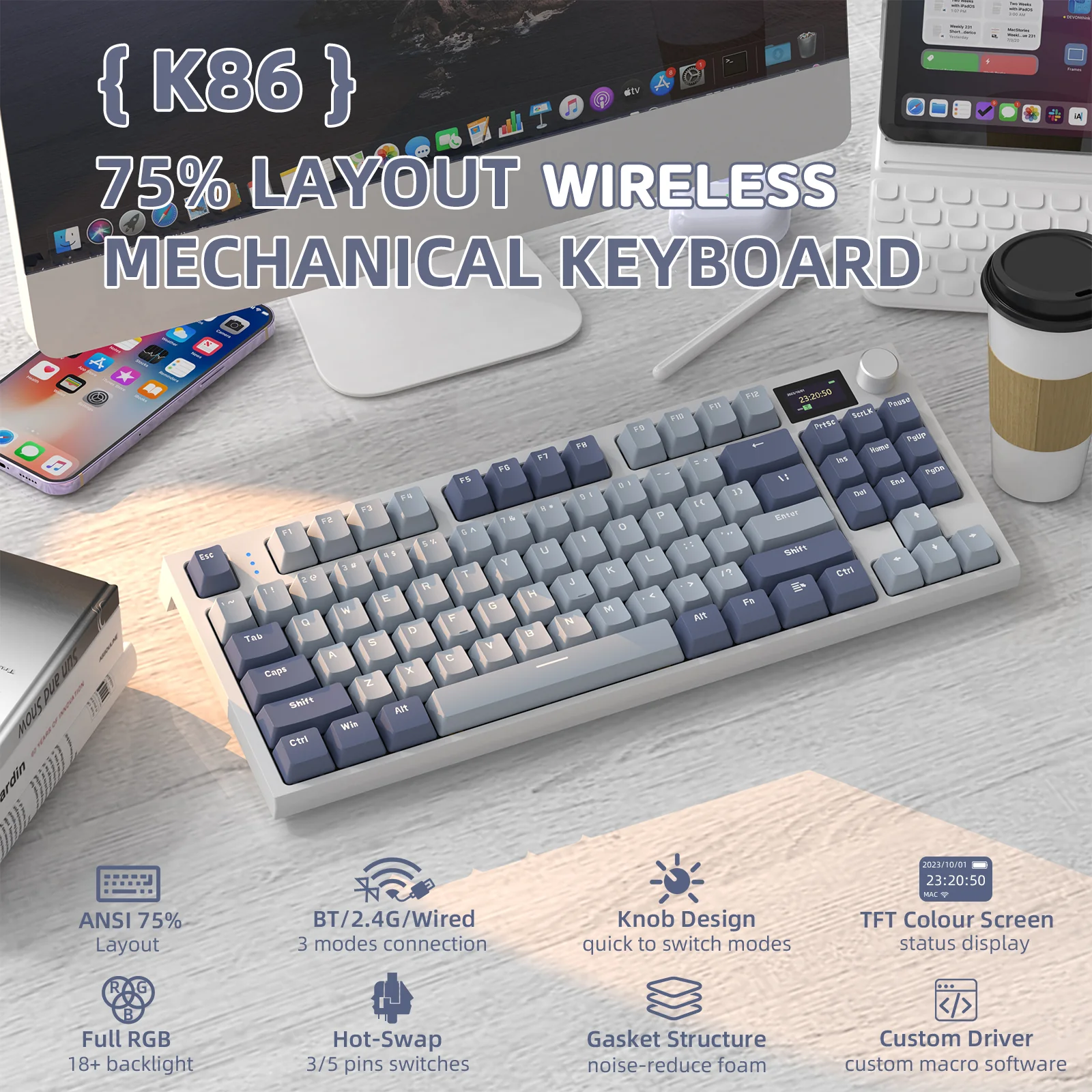 ATTACK SHARK K86 Wireless Mechanical Keyboard 20 ATTACK SHARK K86 Wireless Mechanical Keyboard