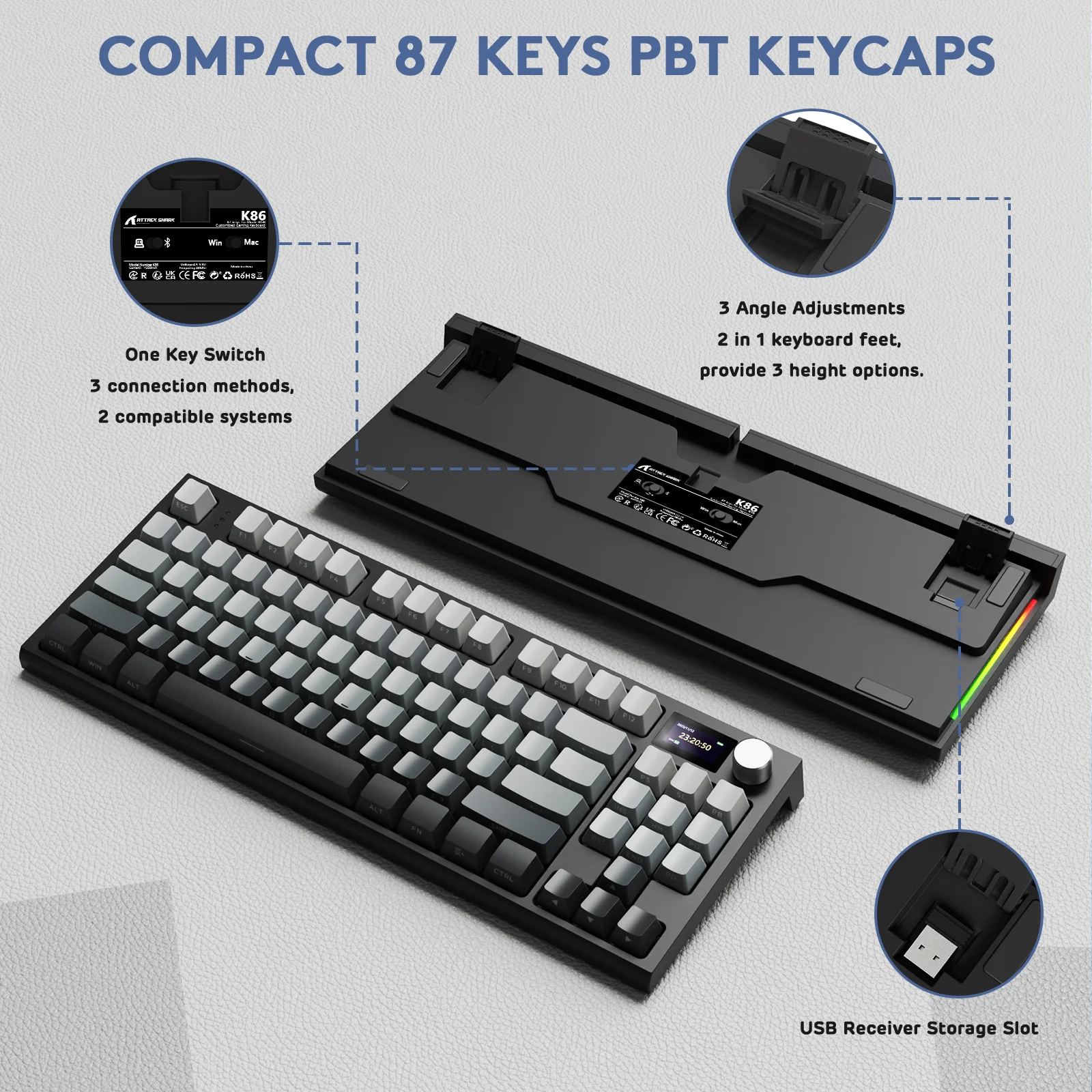 ATTACK SHARK K86PRO Wireless Mechanical Keyboard 58 ATTACK SHARK K86PRO Wireless Mechanical Keyboard