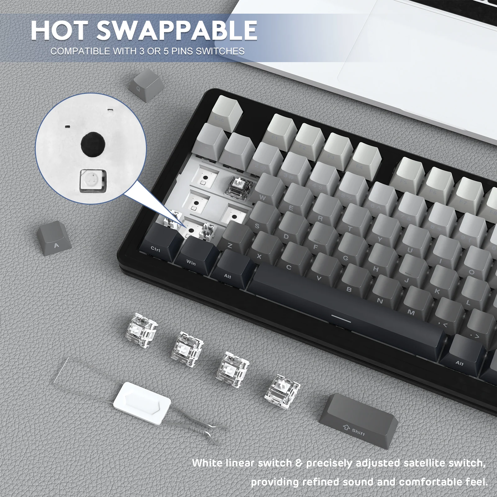 ATTACK SHARK M87PRO Wireless Mechanical Keyboard with Side Printed PBT Keycaps 5 ATTACK SHARK M87PRO Wireless Mechanical Keyboard with Side Printed PBT Keycaps