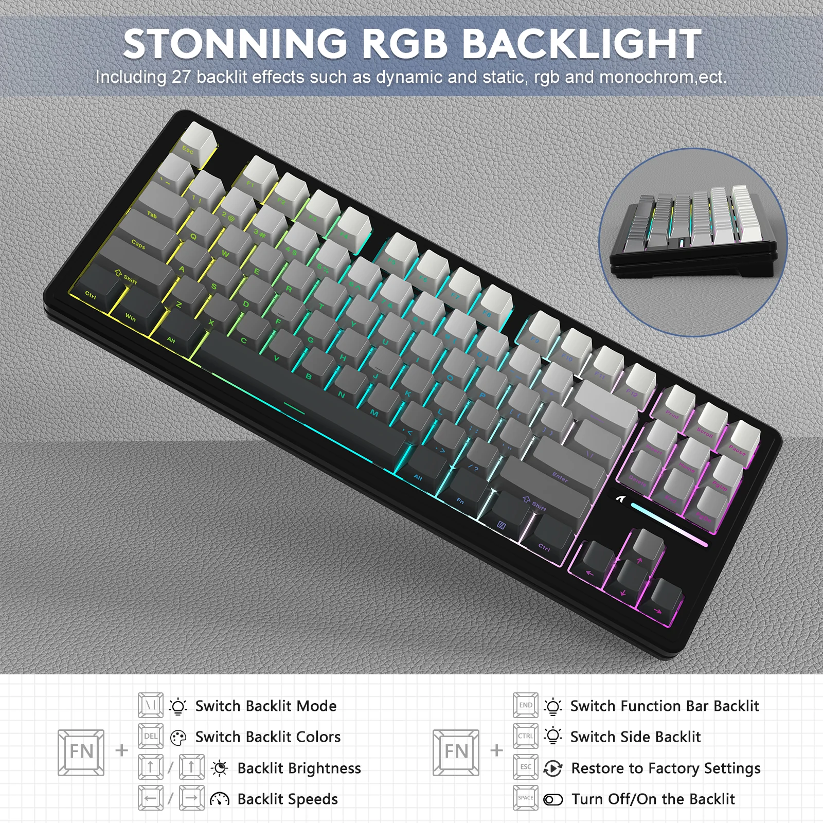 ATTACK SHARK M87PRO Wireless Mechanical Keyboard with Side Printed PBT Keycaps 6 ATTACK SHARK M87PRO Wireless Mechanical Keyboard with Side Printed PBT Keycaps