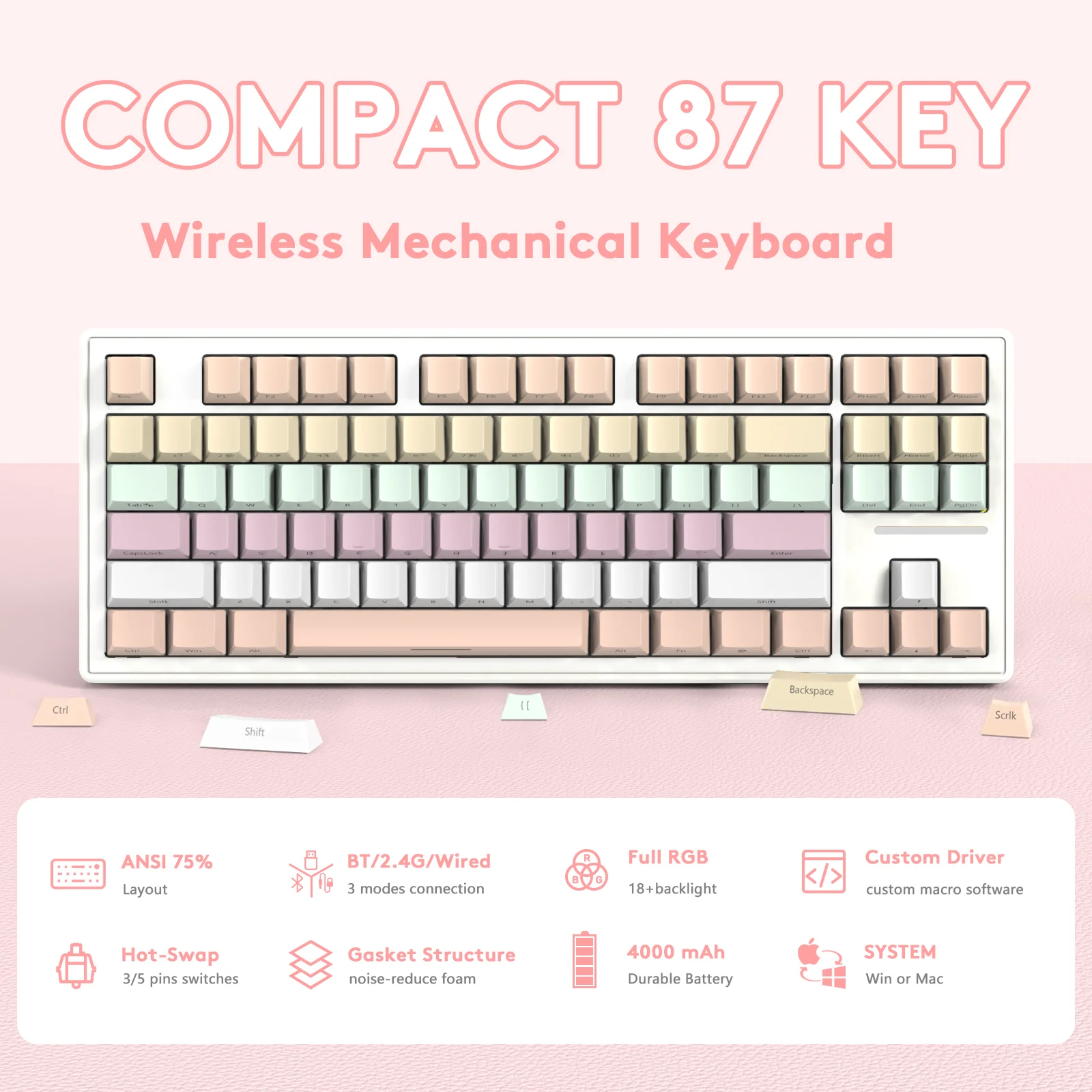 ATTACK SHARK M87 Wireless Mechanical Keyboard 11 ATTACK SHARK M87 Wireless Mechanical Keyboard