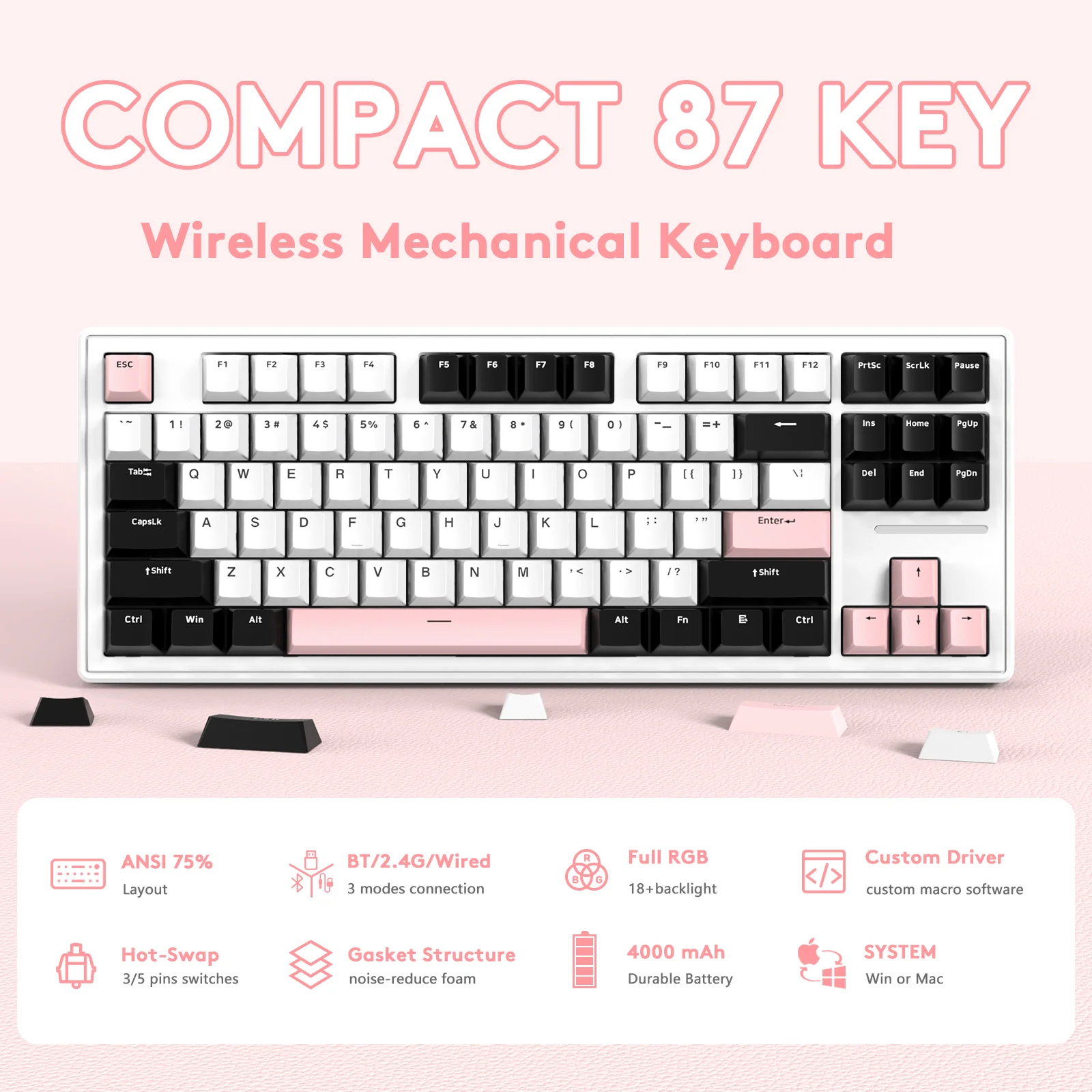 ATTACK SHARK M87 Wireless Mechanical Keyboard 29 ATTACK SHARK M87 Wireless Mechanical Keyboard