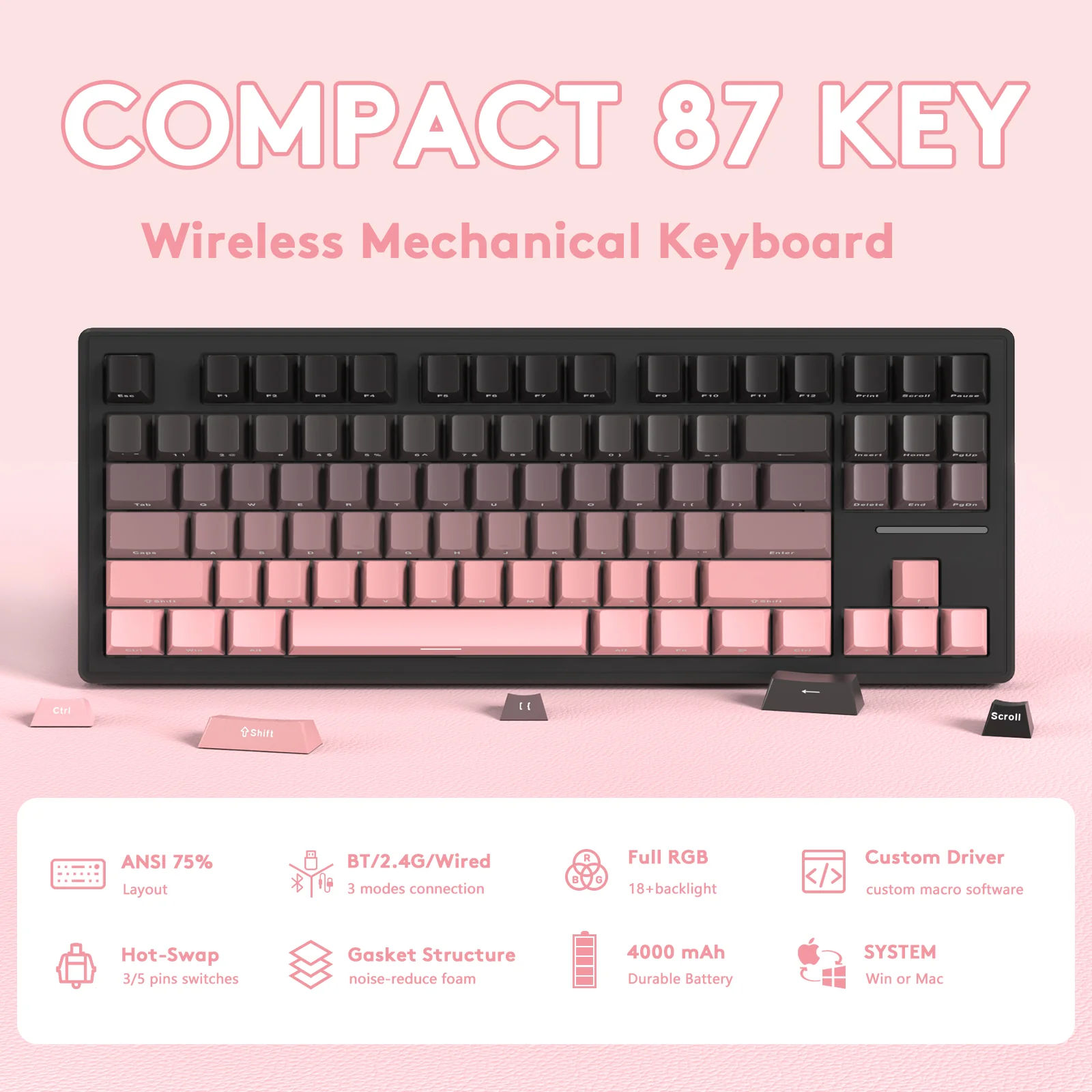 ATTACK SHARK M87 Wireless Mechanical Keyboard 45 ATTACK SHARK M87 Wireless Mechanical Keyboard