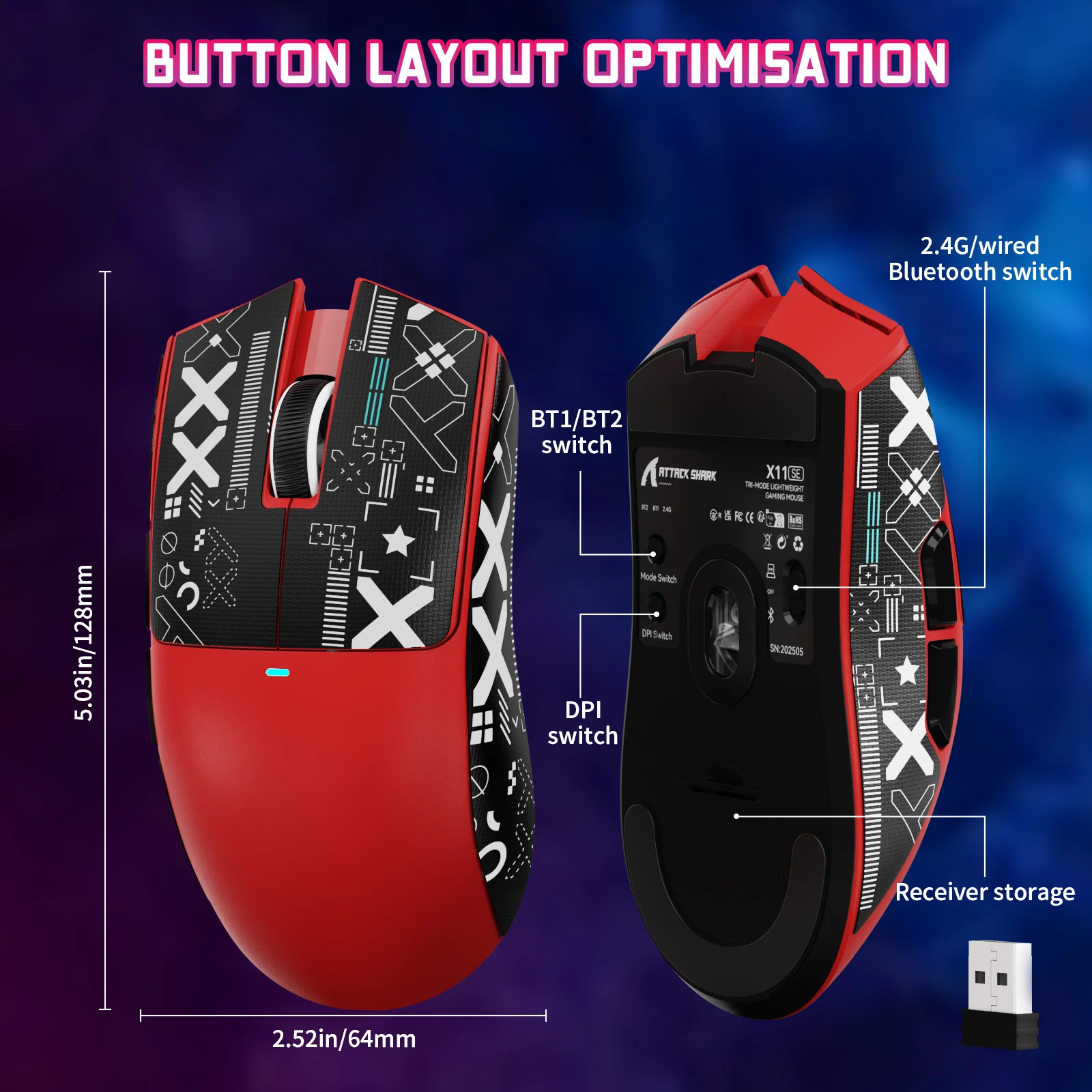 ATTACK SHARK X11SE Wireless Gaming Mouse 54 ATTACK SHARK X11SE Wireless Gaming Mouse