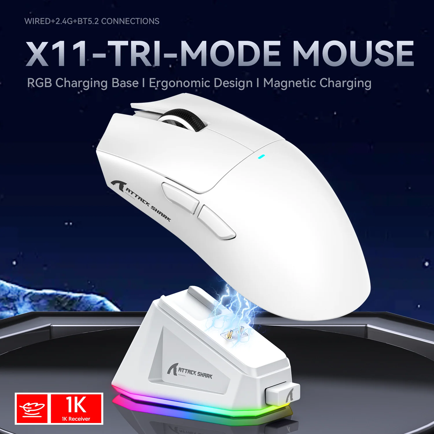 ATTACK SHARK X11 Wireless Gaming Mouse with Charging Dock 4 ATTACK SHARK X11 Wireless Gaming Mouse with Charging Dock