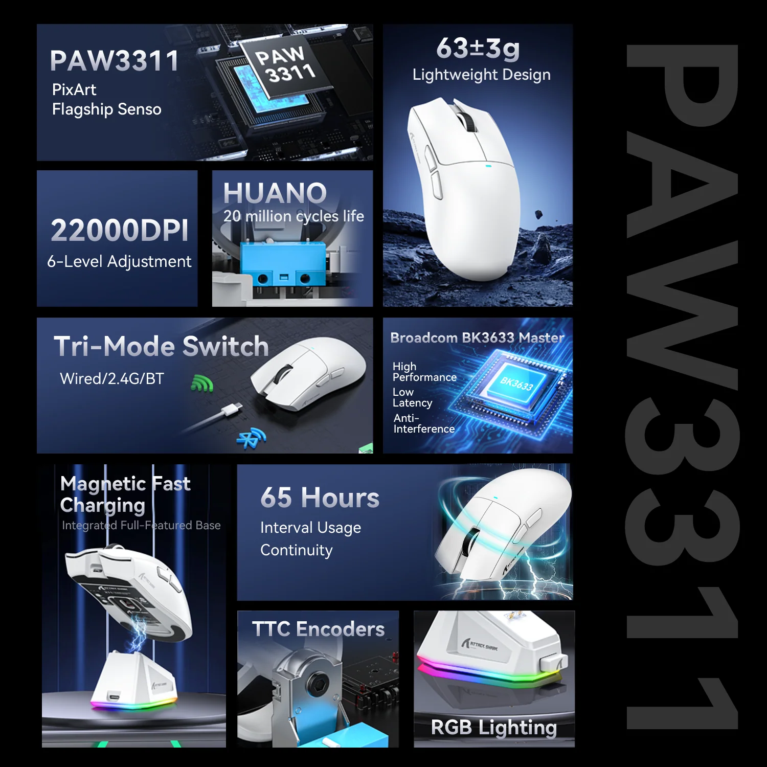 ATTACK SHARK X11 Wireless Gaming Mouse with Charging Dock 9 ATTACK SHARK X11 Wireless Gaming Mouse with Charging Dock