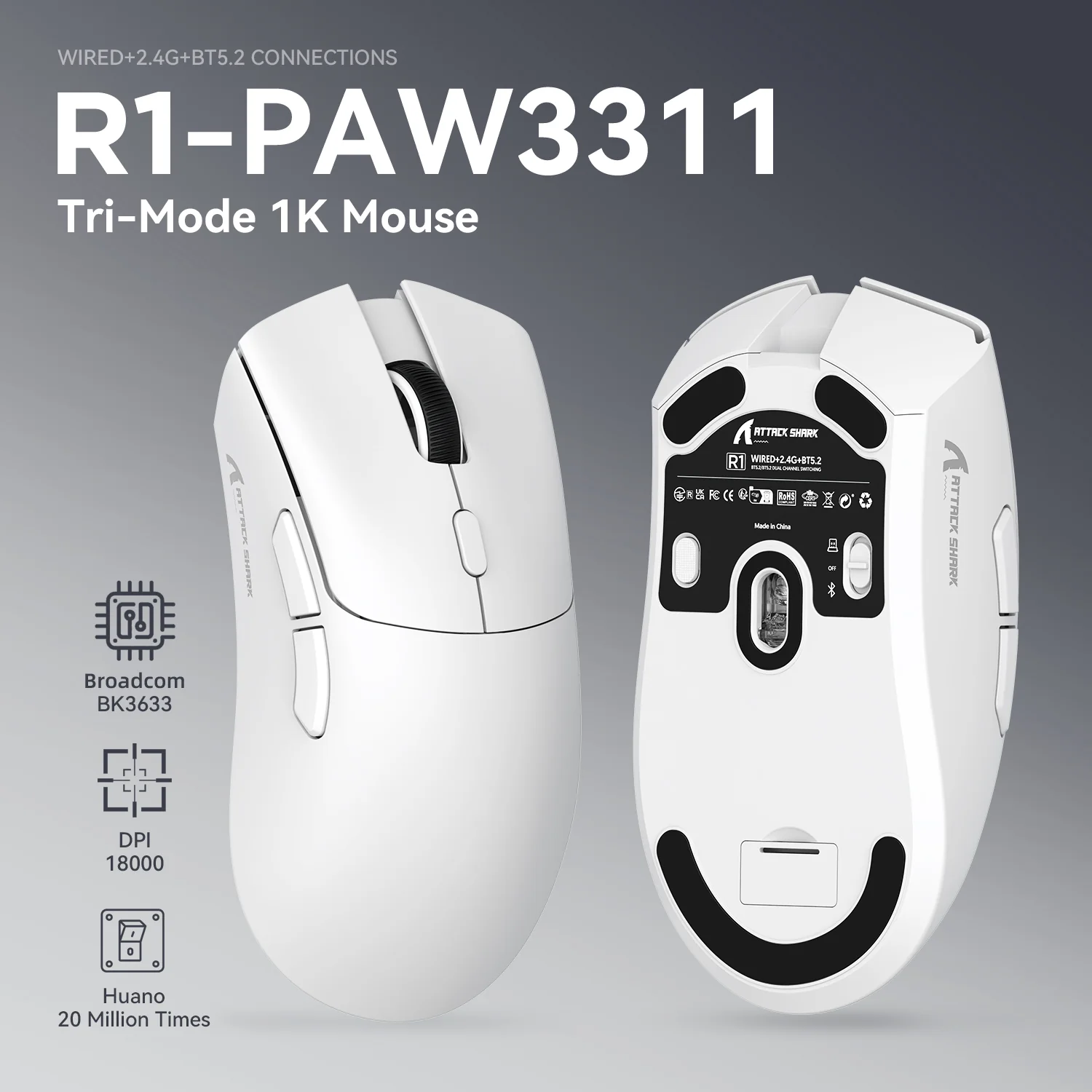 ATTACK SHARK R1 Wireless Gaming Mouse 3 ATTACK SHARK R1 Wireless Gaming Mouse