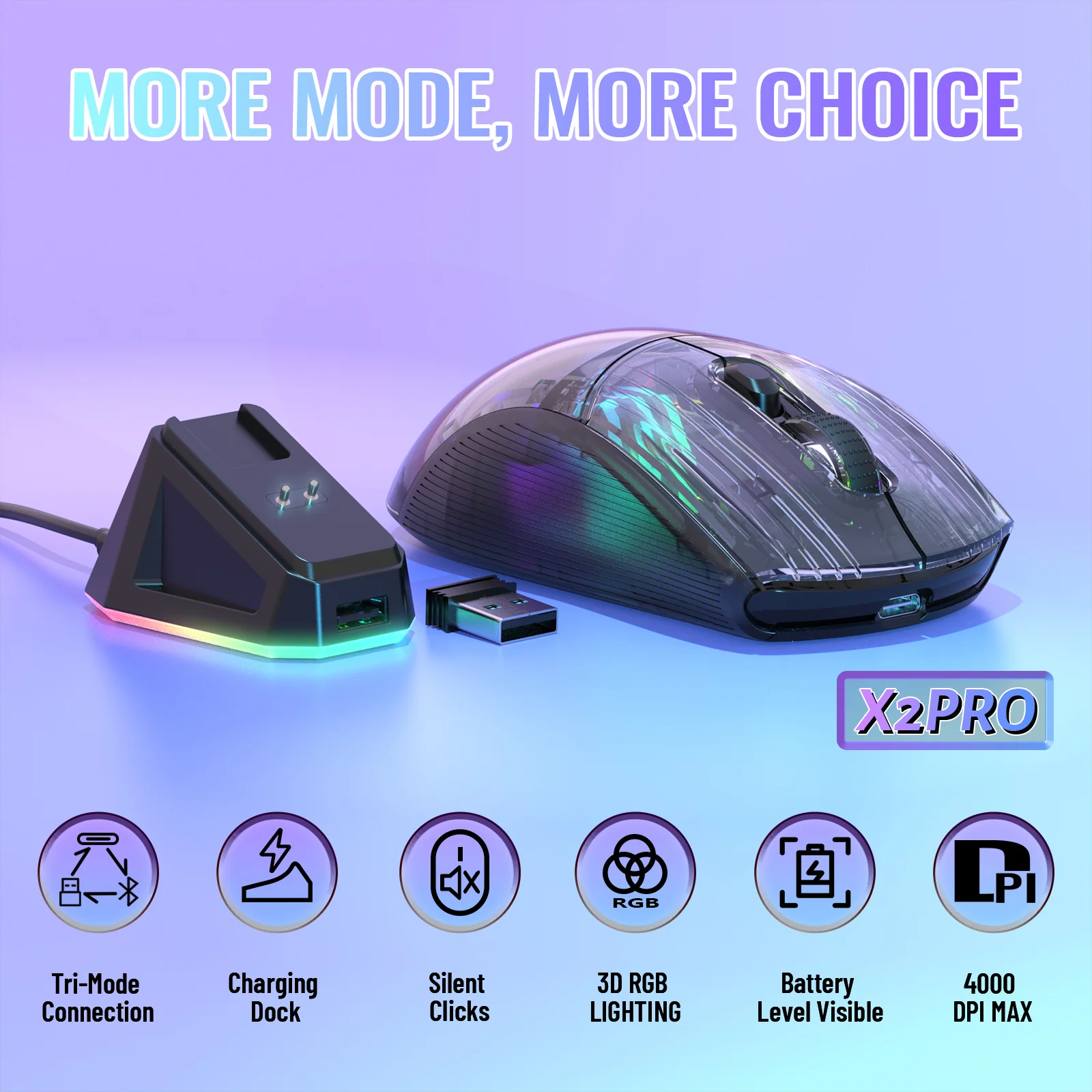 ATTACK SHARK X2PRO Wireless Gaming Mouse with Charging Dock