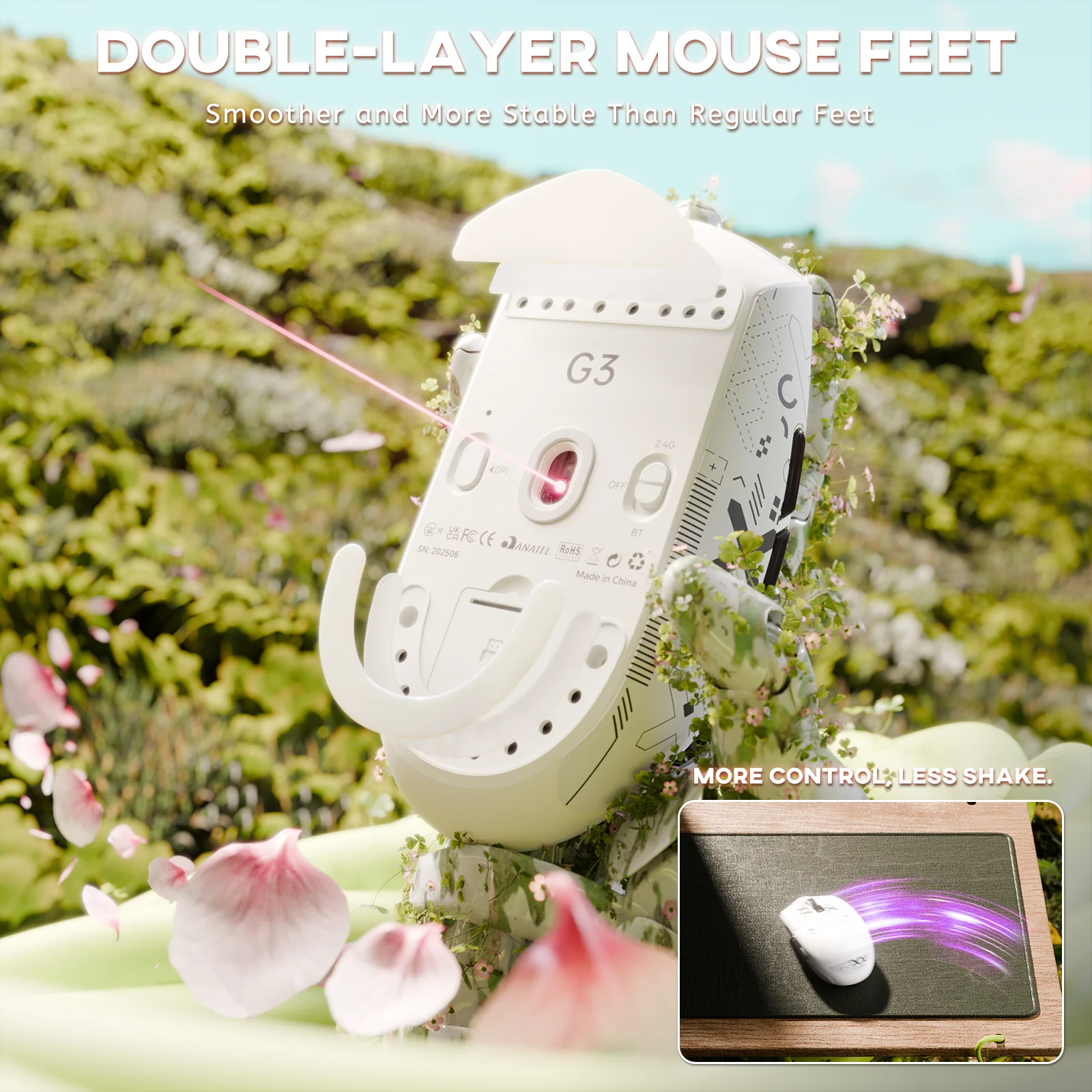 ATTACK SHARK G3 Tri-mode Wireless Gaming Mouse 25000 DPI Ultra Lightweight 17 ATTACK SHARK G3 Tri-mode Wireless Gaming Mouse 25000 DPI Ultra Lightweight