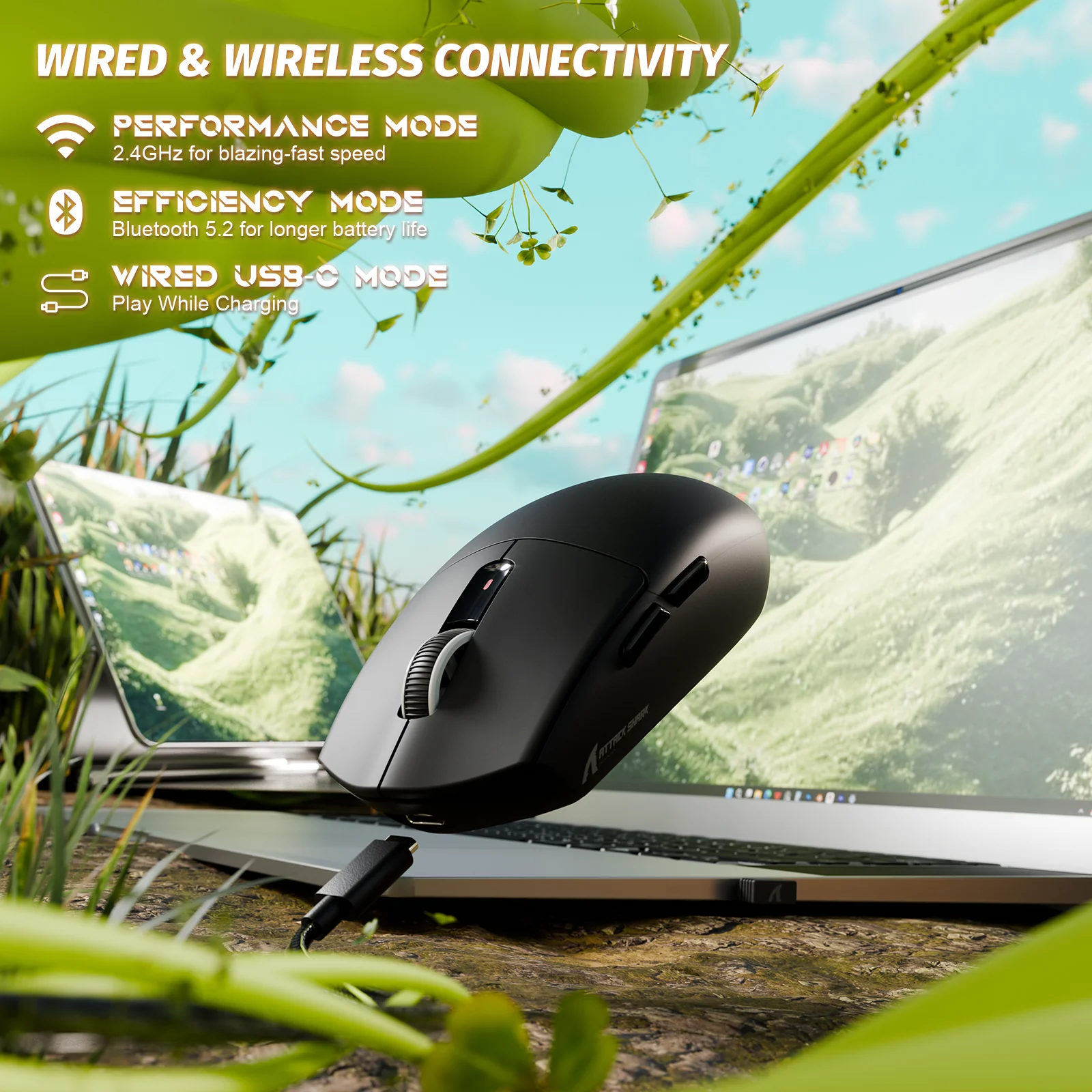 ATTACK SHARK G3 Tri-mode Wireless Gaming Mouse 25000 DPI Ultra Lightweight 24 ATTACK SHARK G3 Tri-mode Wireless Gaming Mouse 25000 DPI Ultra Lightweight