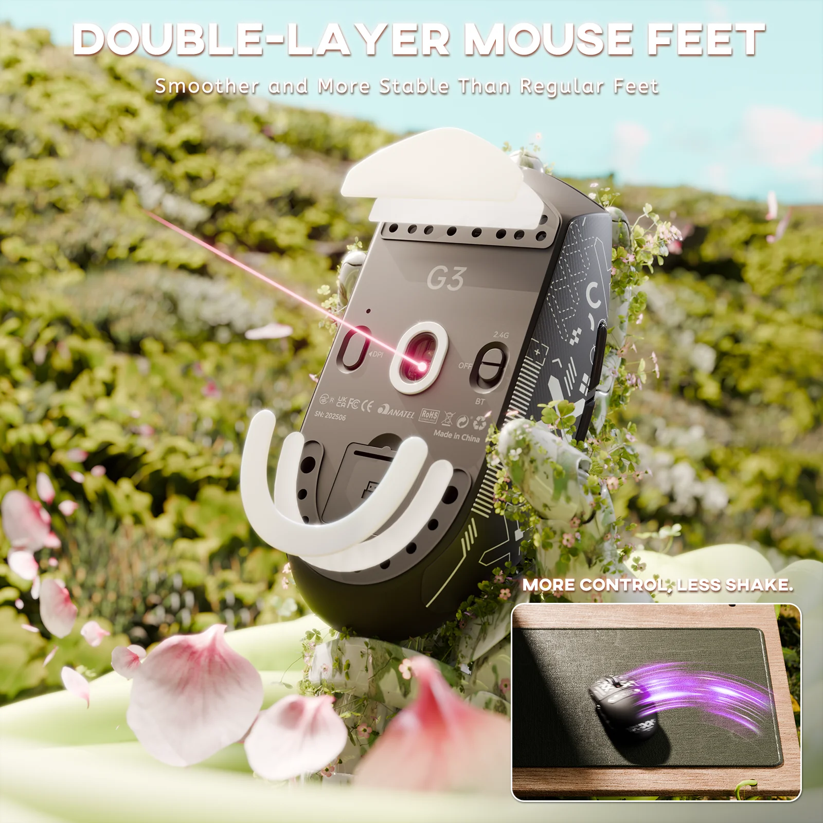 ATTACK SHARK G3 Tri-mode Wireless Gaming Mouse 25000 DPI Ultra Lightweight 34 ATTACK SHARK G3 Tri-mode Wireless Gaming Mouse 25000 DPI Ultra Lightweight