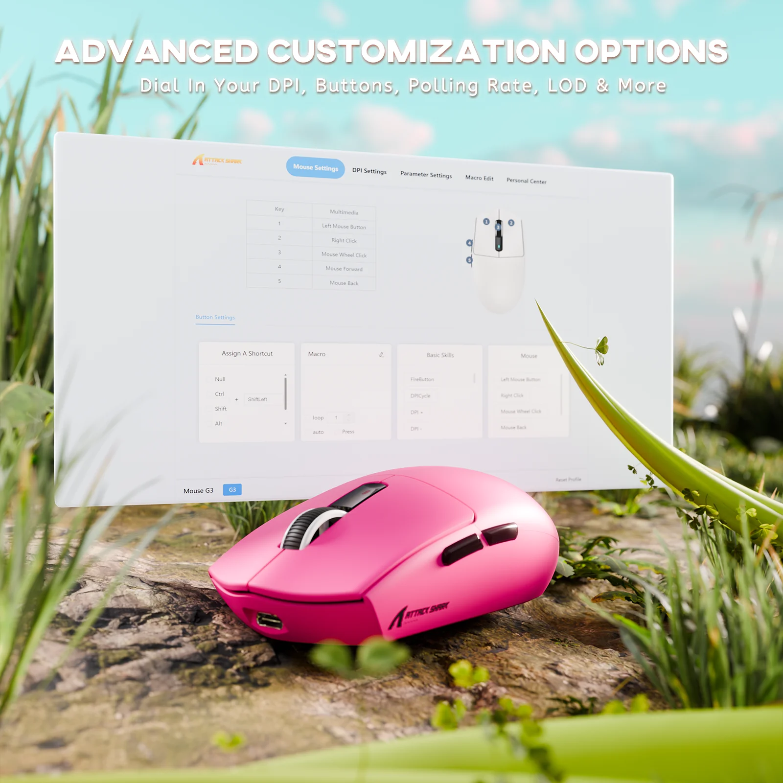 ATTACK SHARK G3 Tri-mode Wireless Gaming Mouse 25000 DPI Ultra Lightweight 45 ATTACK SHARK G3 Tri-mode Wireless Gaming Mouse 25000 DPI Ultra Lightweight