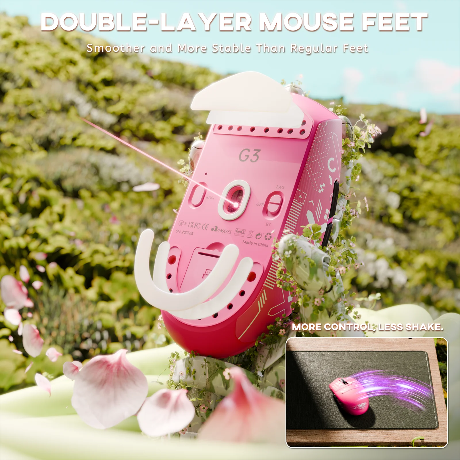 ATTACK SHARK G3 Tri-mode Wireless Gaming Mouse 25000 DPI Ultra Lightweight 52 ATTACK SHARK G3 Tri-mode Wireless Gaming Mouse 25000 DPI Ultra Lightweight