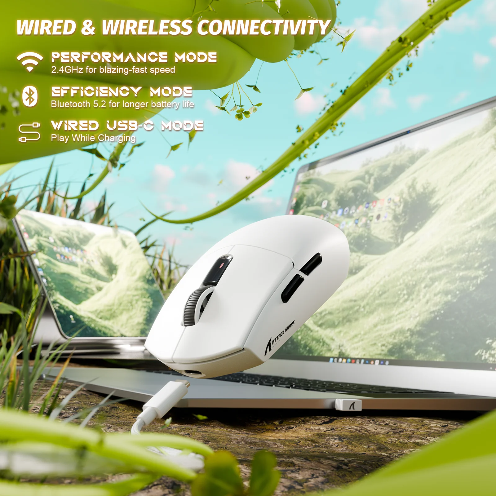 ATTACK SHARK G3 Tri-mode Wireless Gaming Mouse 25000 DPI Ultra Lightweight 6 ATTACK SHARK G3 Tri-mode Wireless Gaming Mouse 25000 DPI Ultra Lightweight