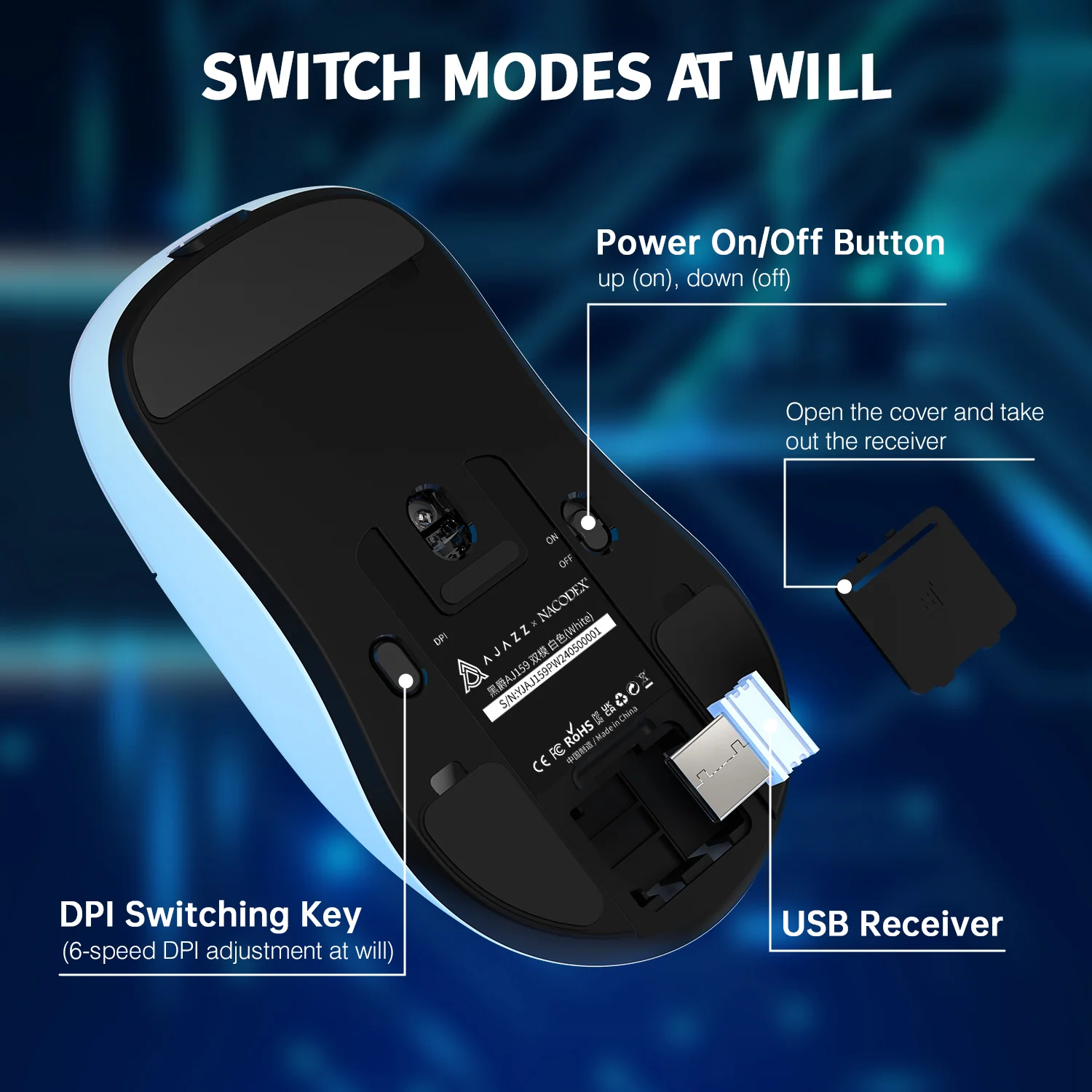 ATTACK SHARK x AJ159P Tri-mode Gaming Mouse with with Magnetic Charging Dock 27 ATTACK SHARK x AJ159P Tri-mode Gaming Mouse with with Magnetic Charging Dock