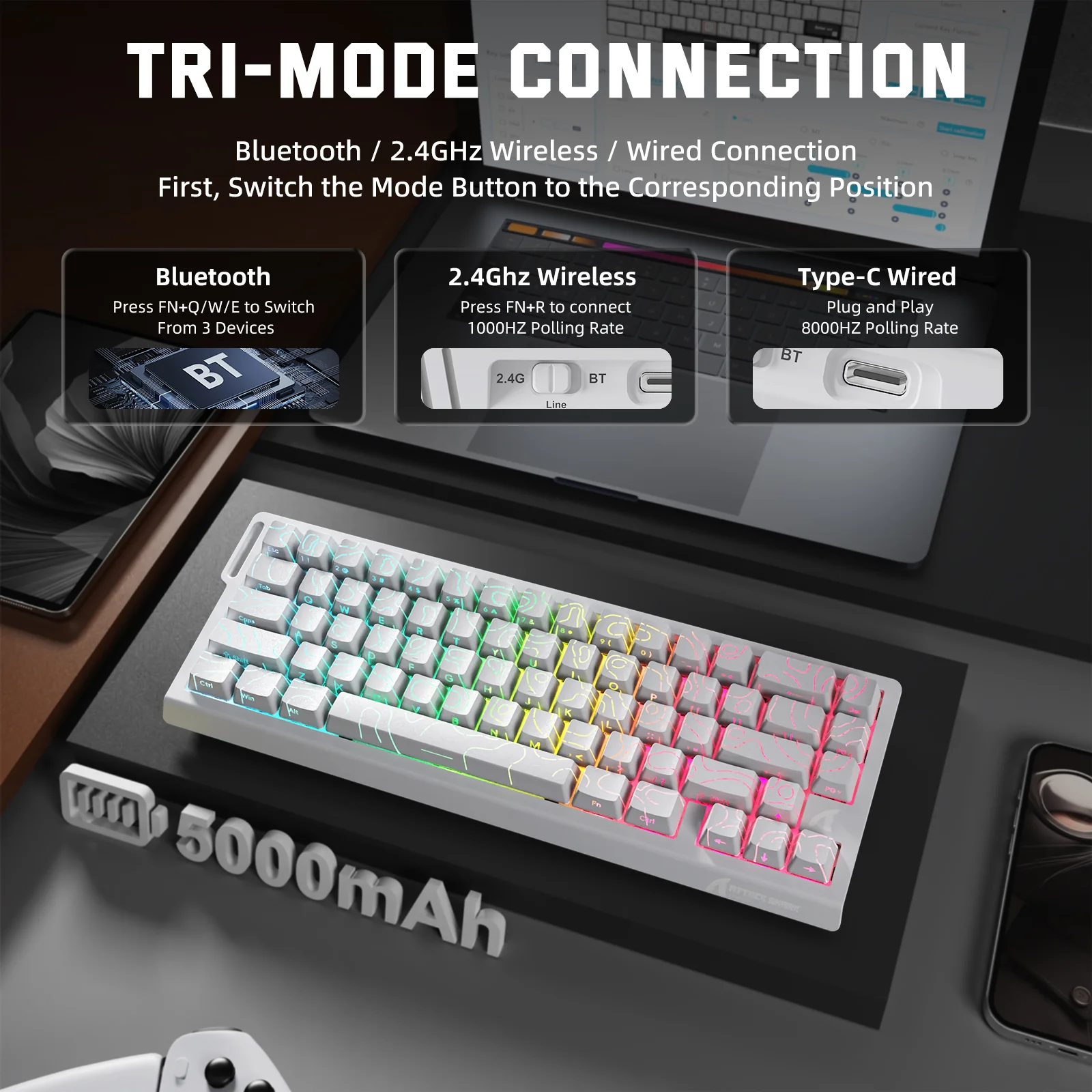 ATTACK SHARK X68PRO HE Wireless Rapid Trigger Keyboard Magnetic Switch 21 ATTACK SHARK X68PRO HE Wireless Rapid Trigger Keyboard Magnetic Switch