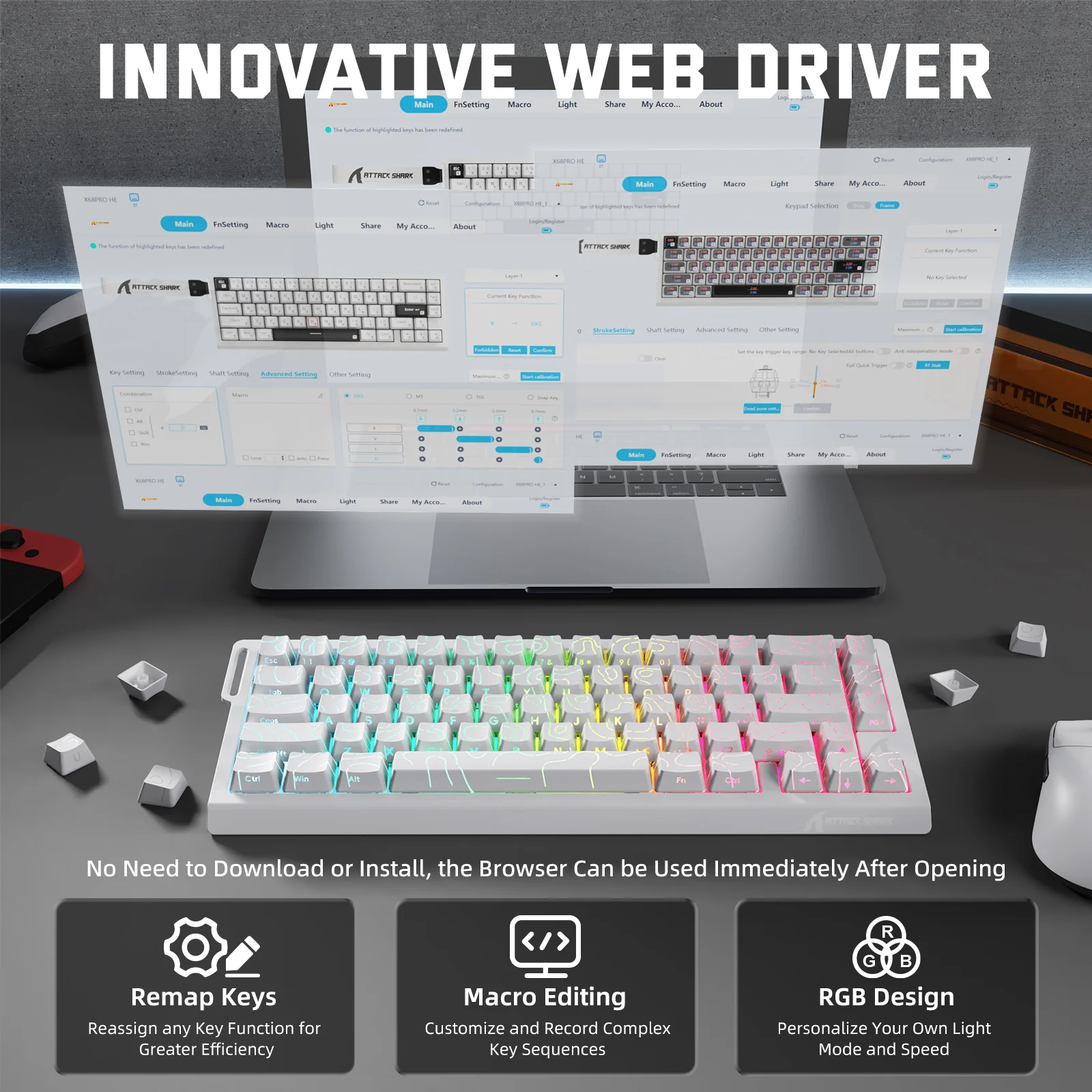 ATTACK SHARK X68PRO HE Wireless Rapid Trigger Keyboard Magnetic Switch 25 ATTACK SHARK X68PRO HE Wireless Rapid Trigger Keyboard Magnetic Switch