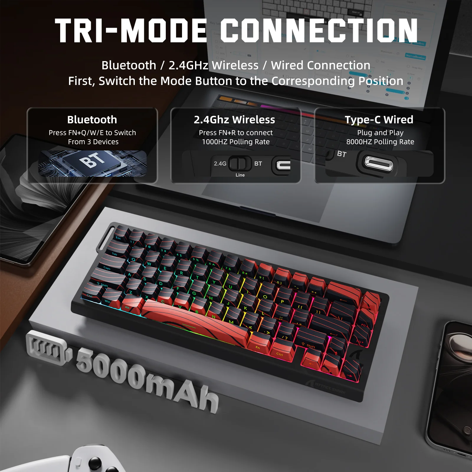 ATTACK SHARK X68PRO HE Wireless Rapid Trigger Keyboard Magnetic Switch 30 ATTACK SHARK X68PRO HE Wireless Rapid Trigger Keyboard Magnetic Switch