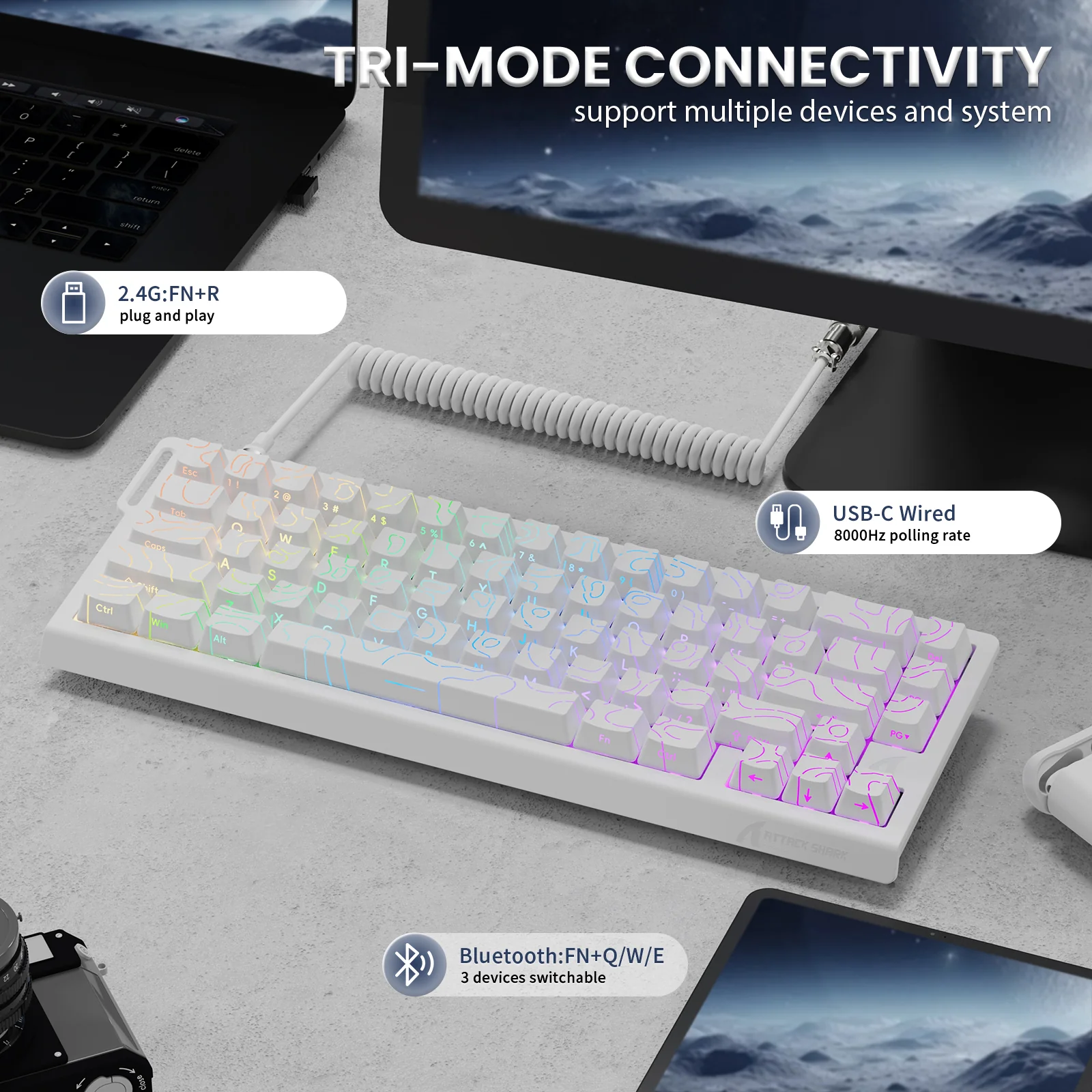 ATTACK SHARK X68PRO HE Wireless Rapid Trigger Keyboard With Coiled Cable 16 ATTACK SHARK X68PRO HE Wireless Rapid Trigger Keyboard With Coiled Cable