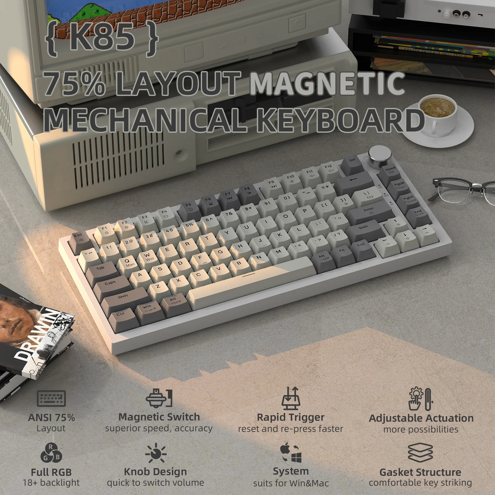 ATTACK SHARK K85 Rapid Trigger Keyboard Magnetic Switch 10 ATTACK SHARK K85 Rapid Trigger Keyboard Magnetic Switch