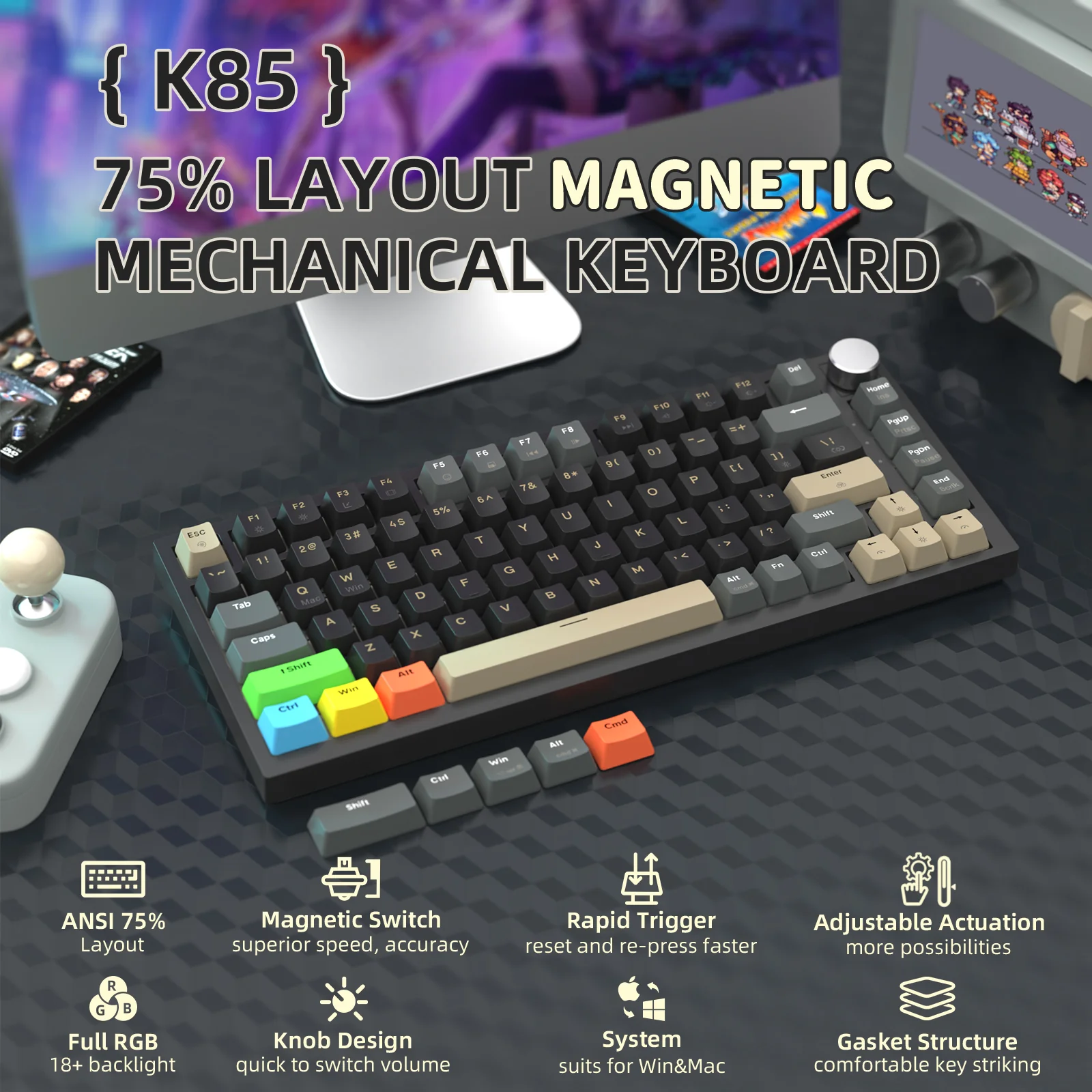 ATTACK SHARK K85 Rapid Trigger Keyboard Magnetic Switch 41 ATTACK SHARK K85 Rapid Trigger Keyboard Magnetic Switch