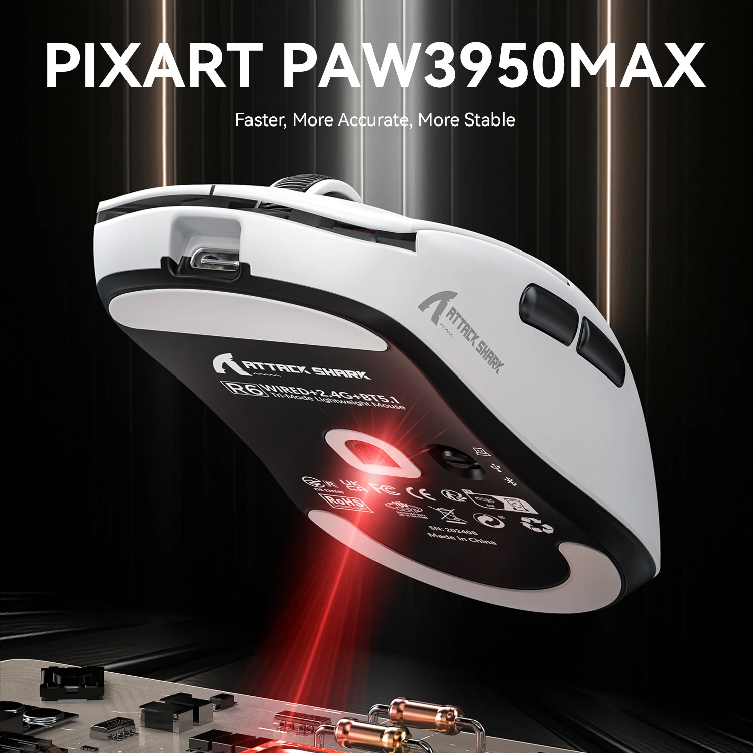 ATTACK SHARK R6 Ultralight 39g Wireless 8K PAW3950MAX Gaming Mouse 4 ATTACK SHARK R6 Ultralight 39g Wireless 8K PAW3950MAX Gaming Mouse