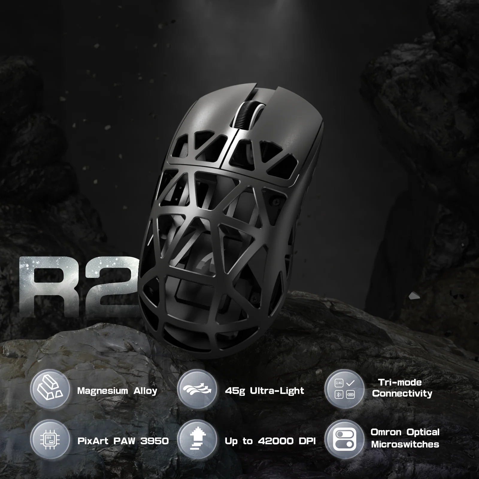 ATTACK SHARK R2 Magnesium Alloy PAW3950 Gaming Mouse 8K (Not Include the Charging Dock)