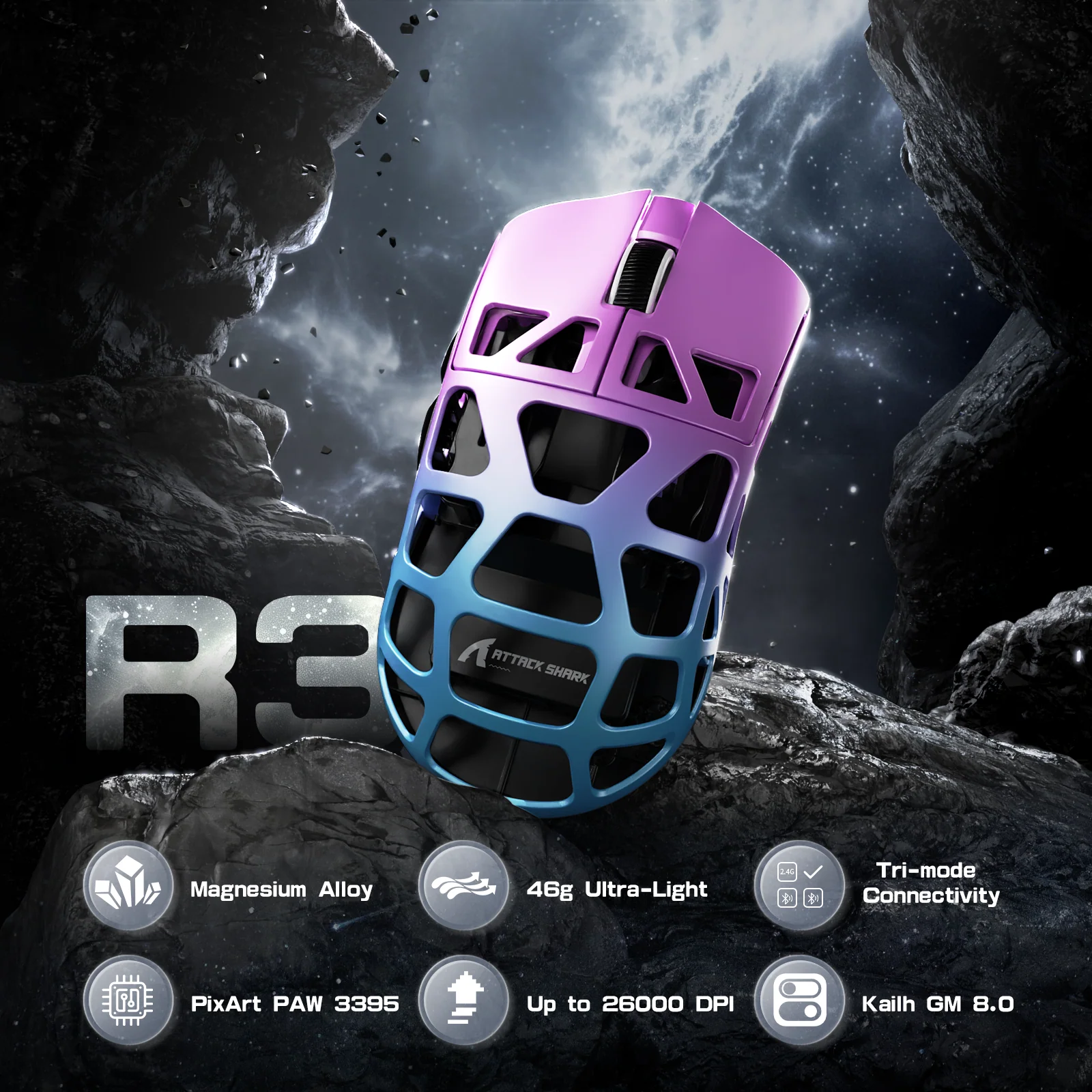 ATTACK SHARK R3PRO Magnesium Alloy Gaming Mouse 8K with Coiled Cable 34 ATTACK SHARK R3PRO Magnesium Alloy Gaming Mouse 8K with Coiled Cable