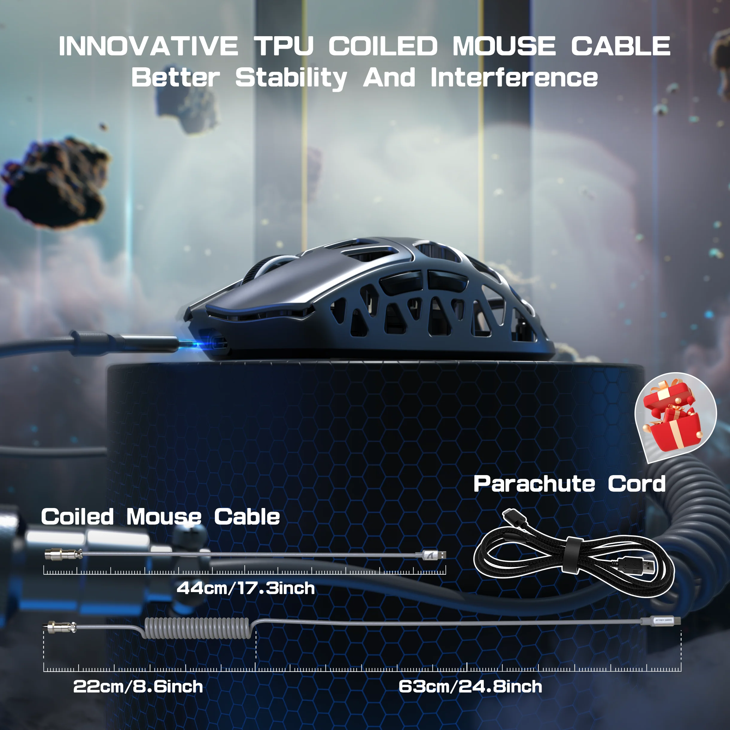 ATTACK SHARK R3PRO Magnesium Alloy Gaming Mouse 8K with Coiled Cable 8 ATTACK SHARK R3PRO Magnesium Alloy Gaming Mouse 8K with Coiled Cable